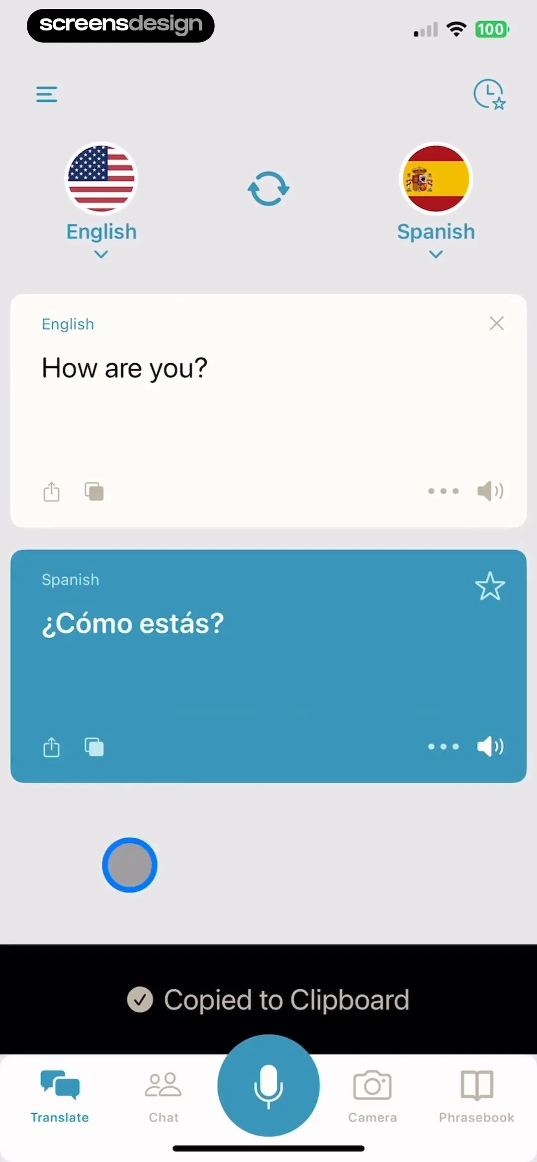 Translate: Voice & Text screen 8