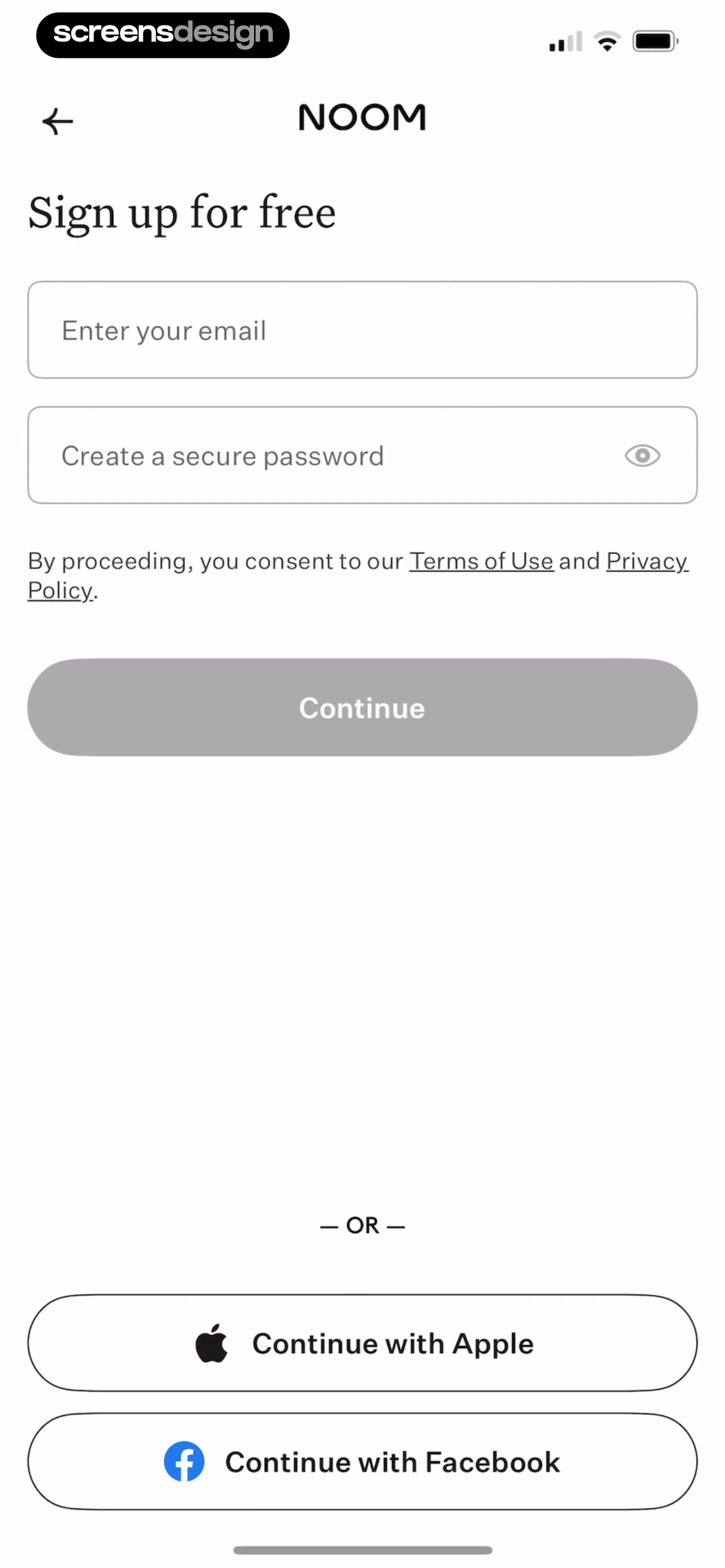 Noom — 問卷起始畫面