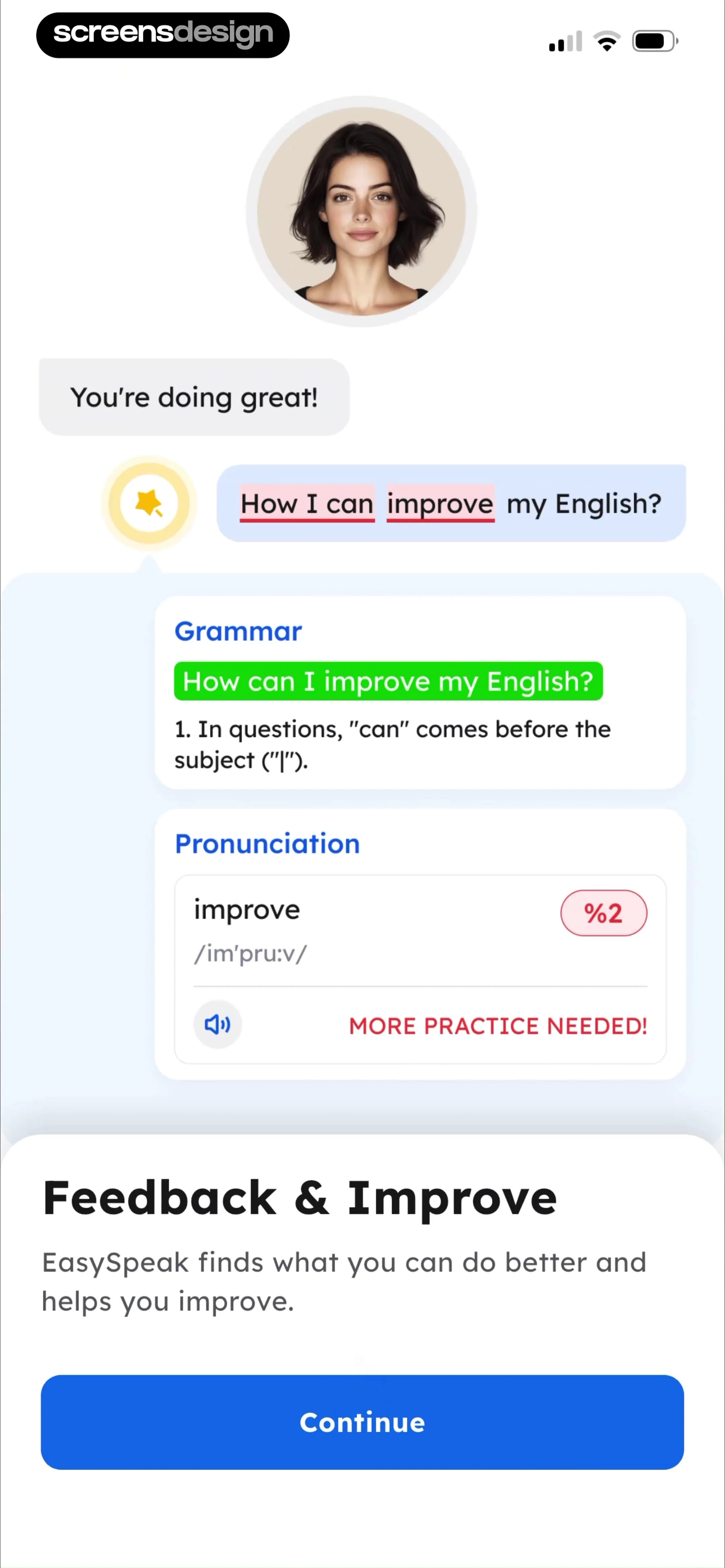 Language Learning - Easy Speak replay screen