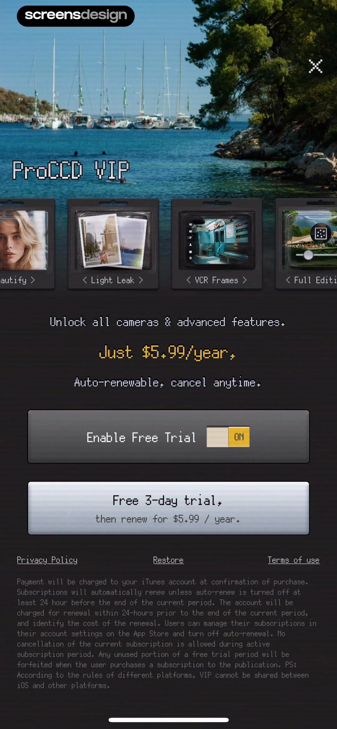 ProCCD - Digital Film Camera | ScreensDesign, image size:1080x2336