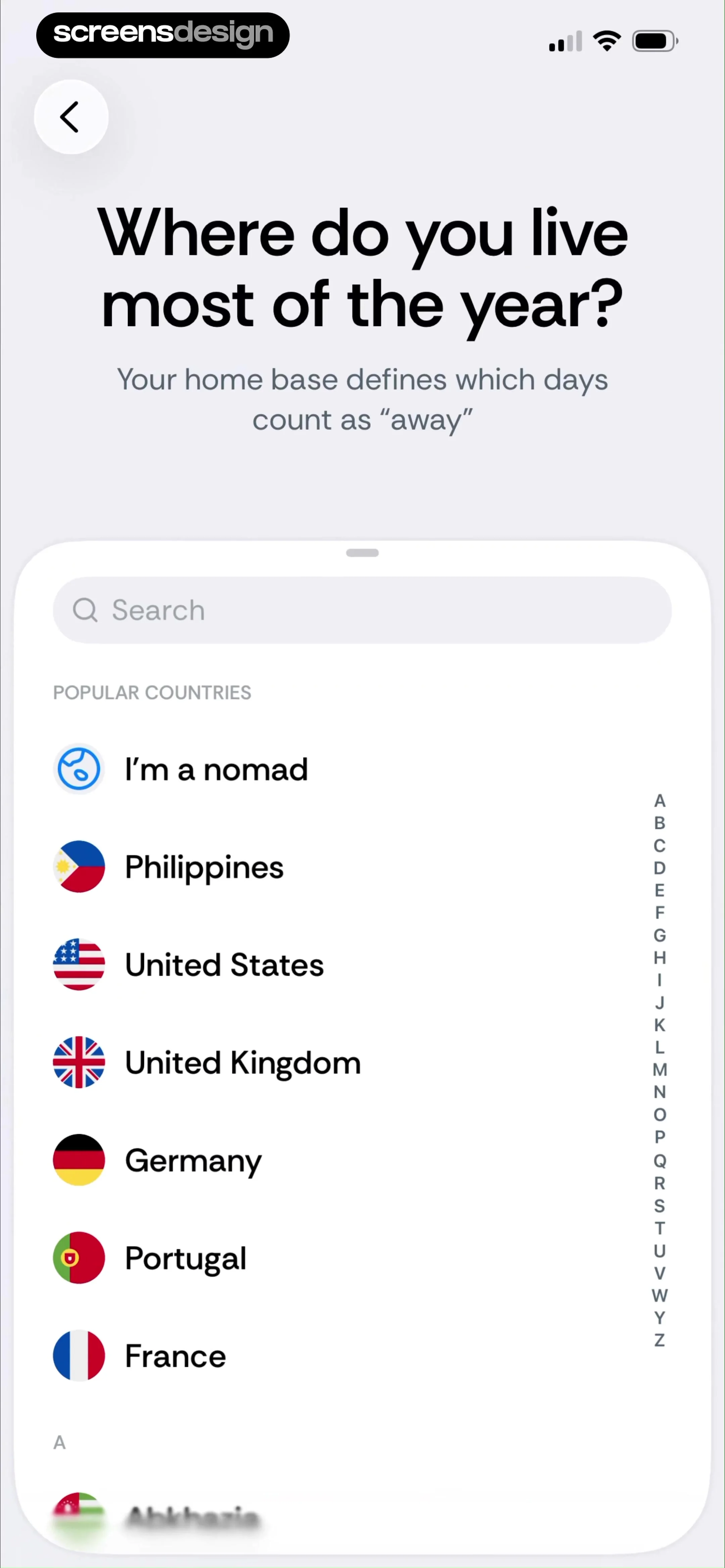 Country Days Tracker: Bounded screen 8
