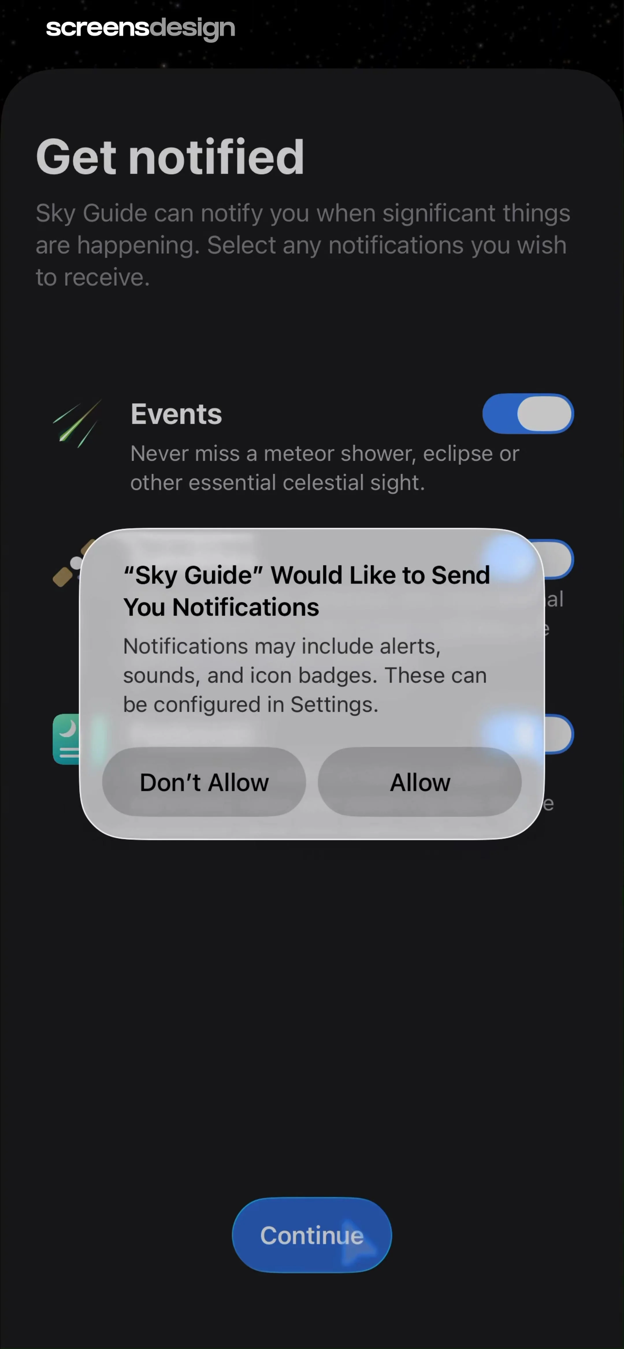 Sky Guide screen 3
