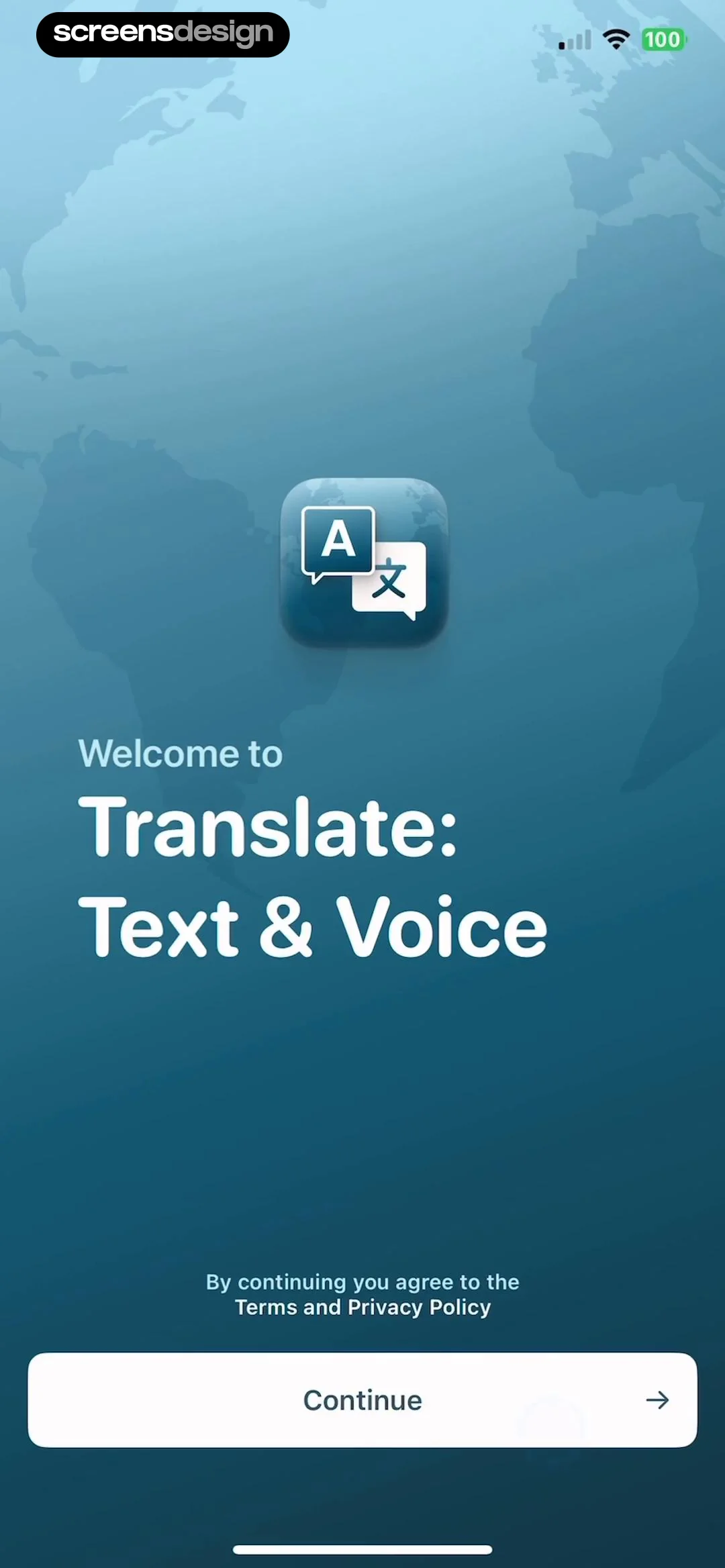 Translate: Voice & Text screen 1