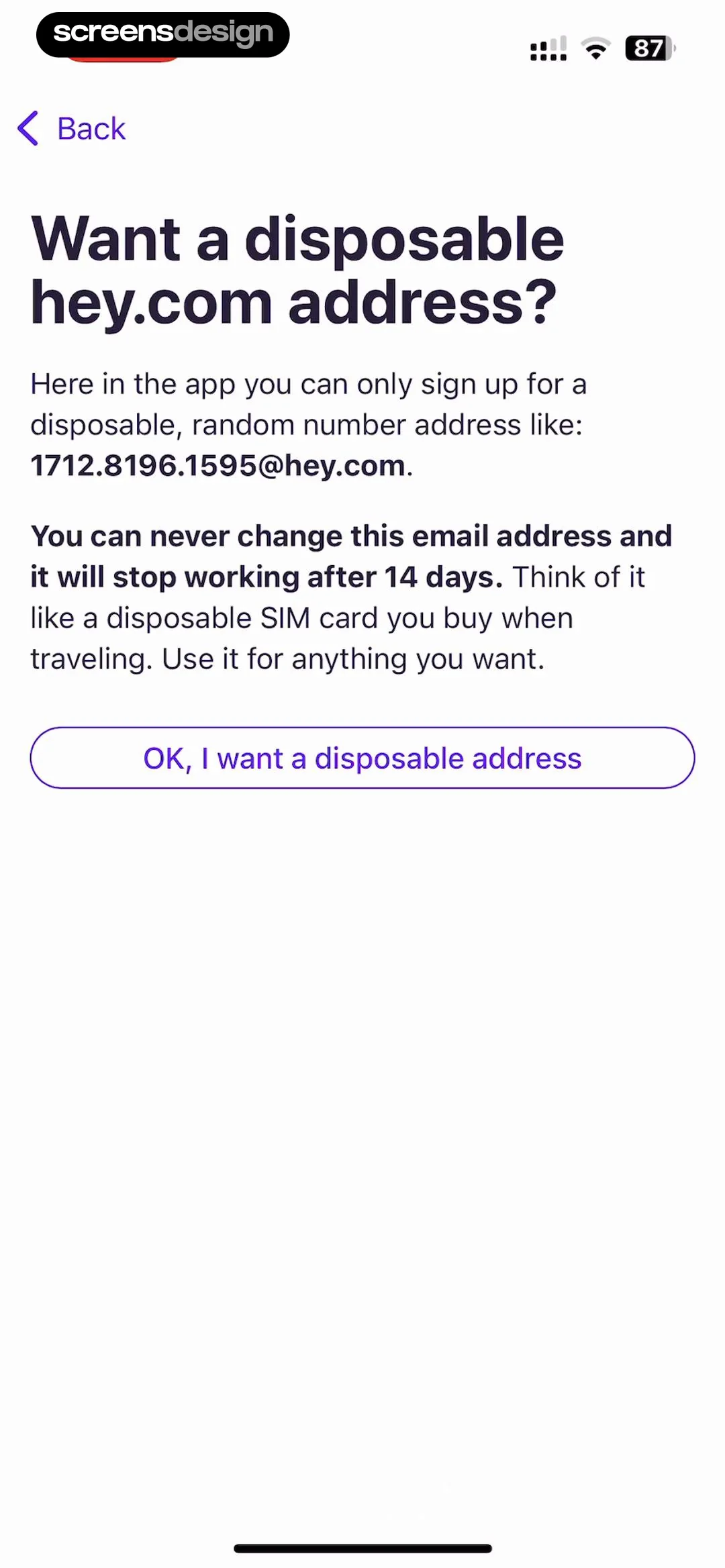 HEY Email screen 2