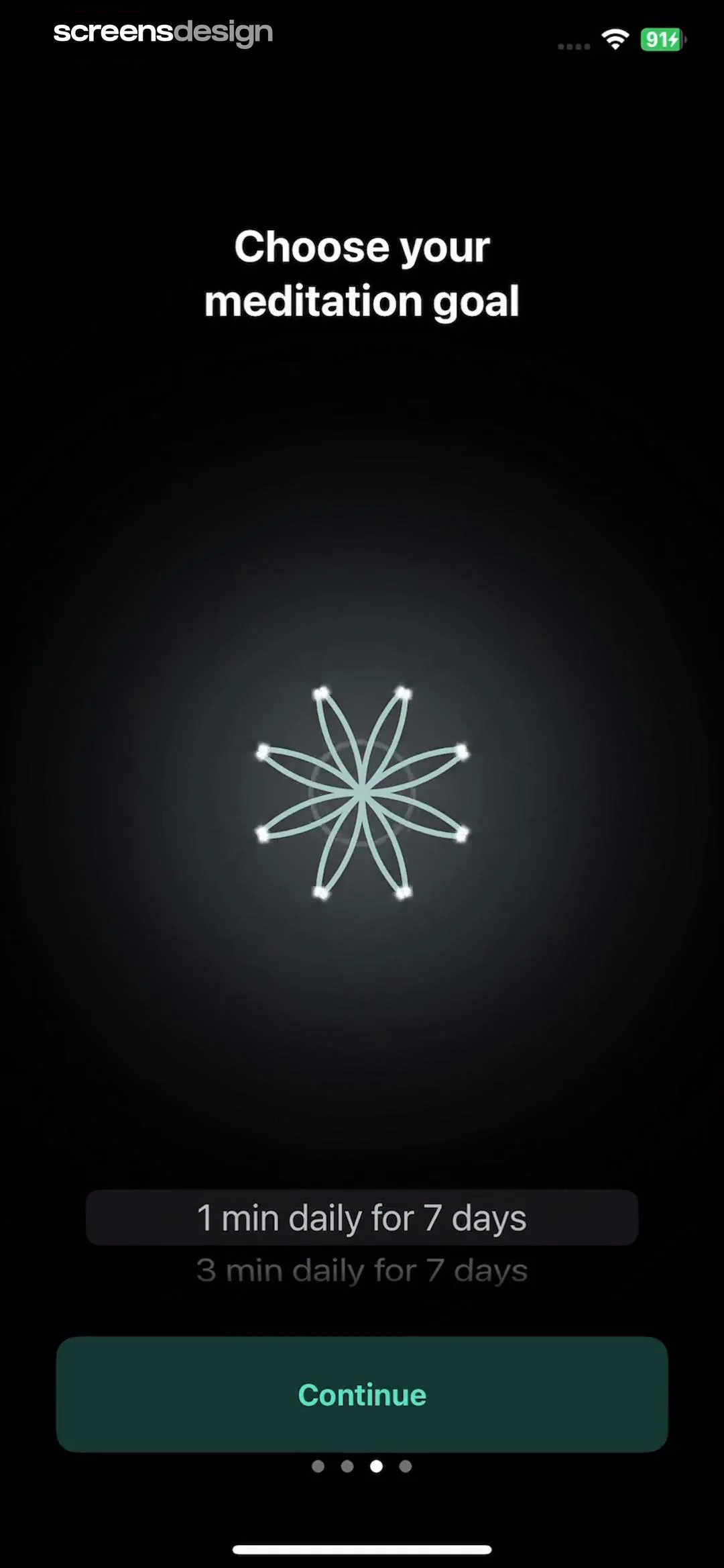 Meditate - Mindfulness app replay screen