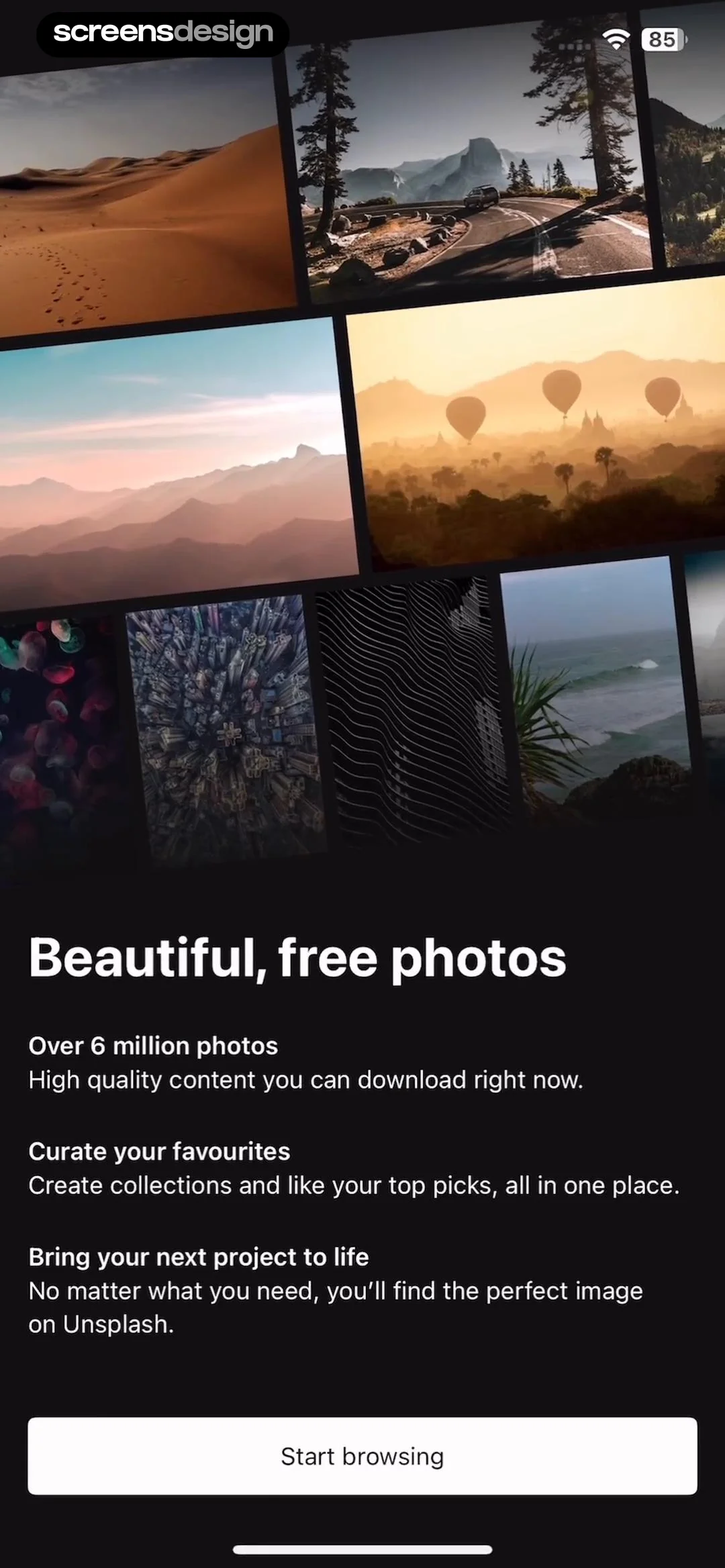 Unsplash screen 2