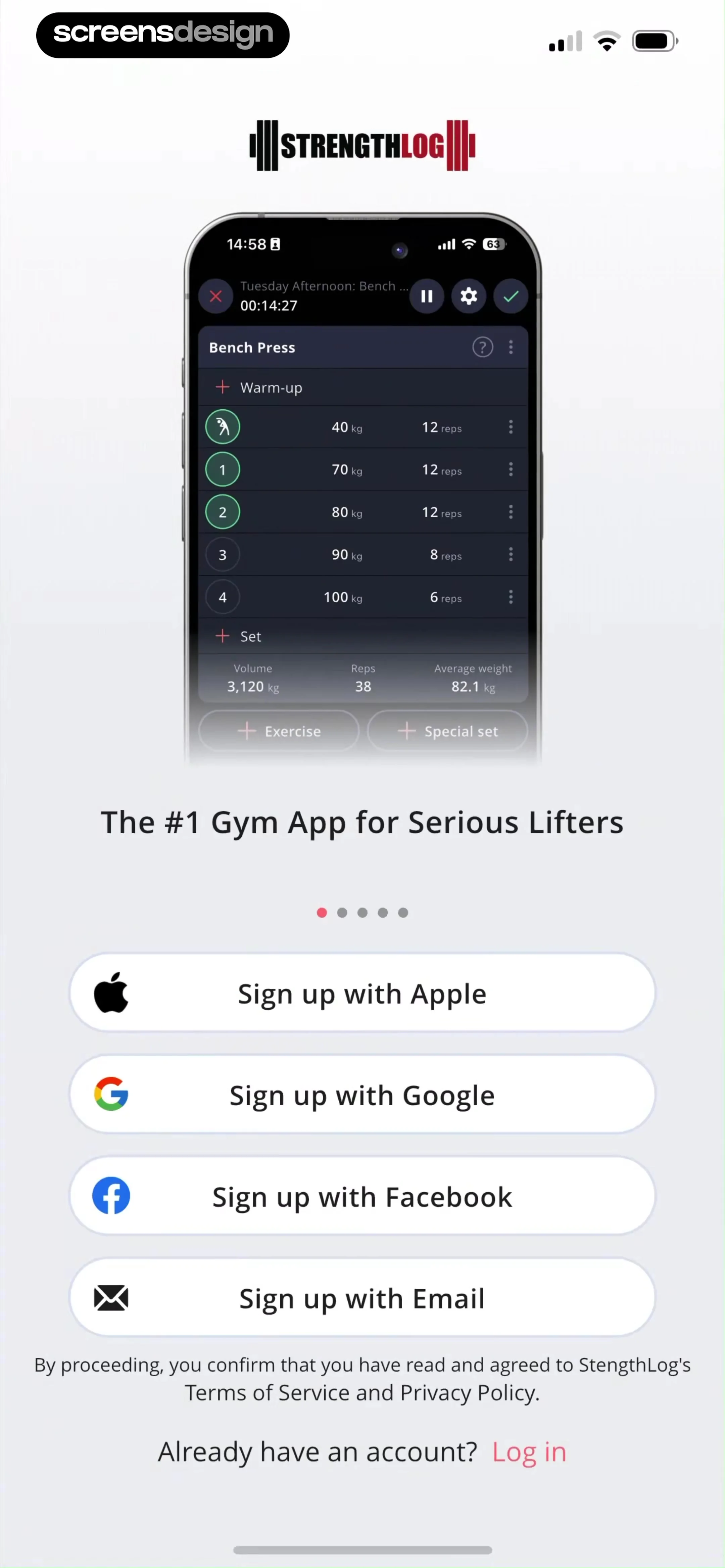 StrengthLog – Workout Tracker screen 1