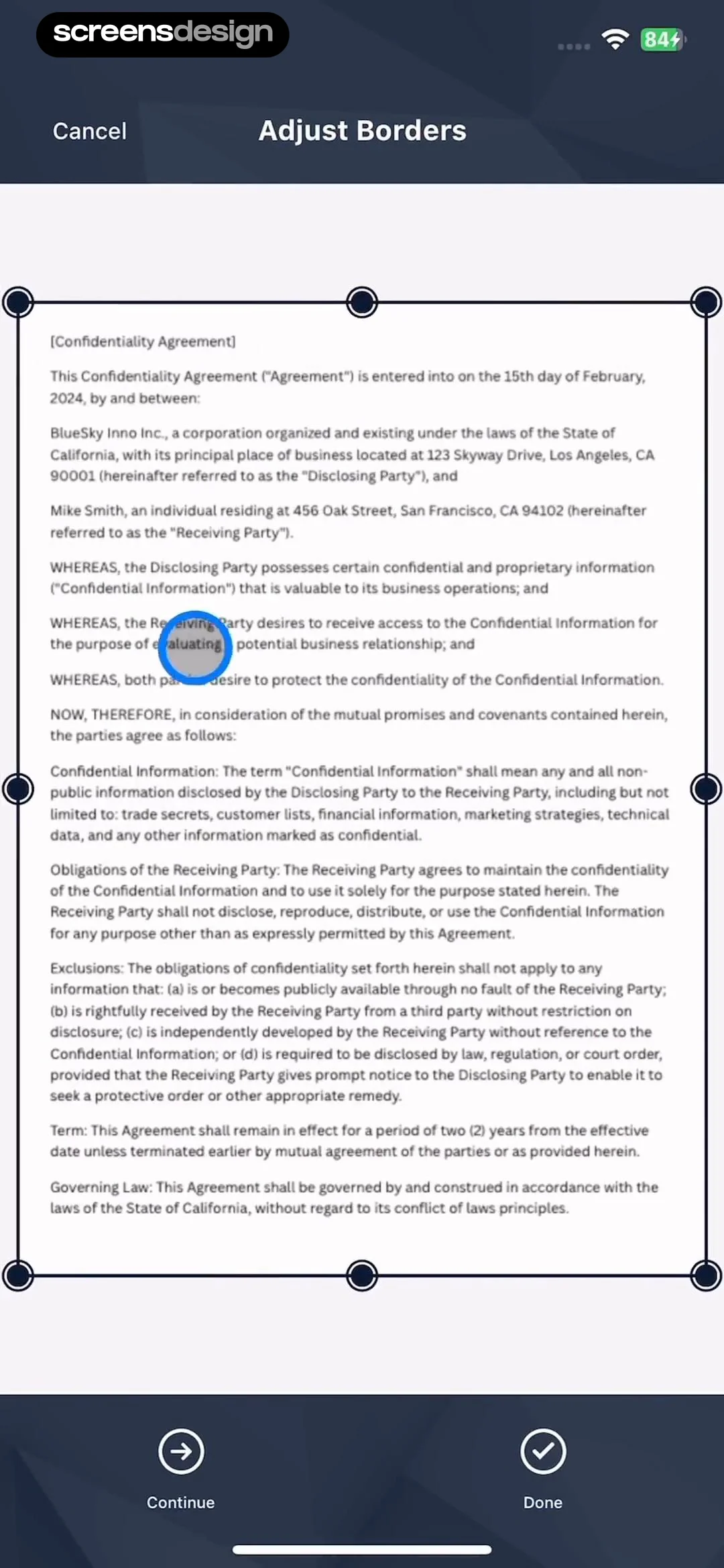 e Signature Scanner, Sign PDF screen 8
