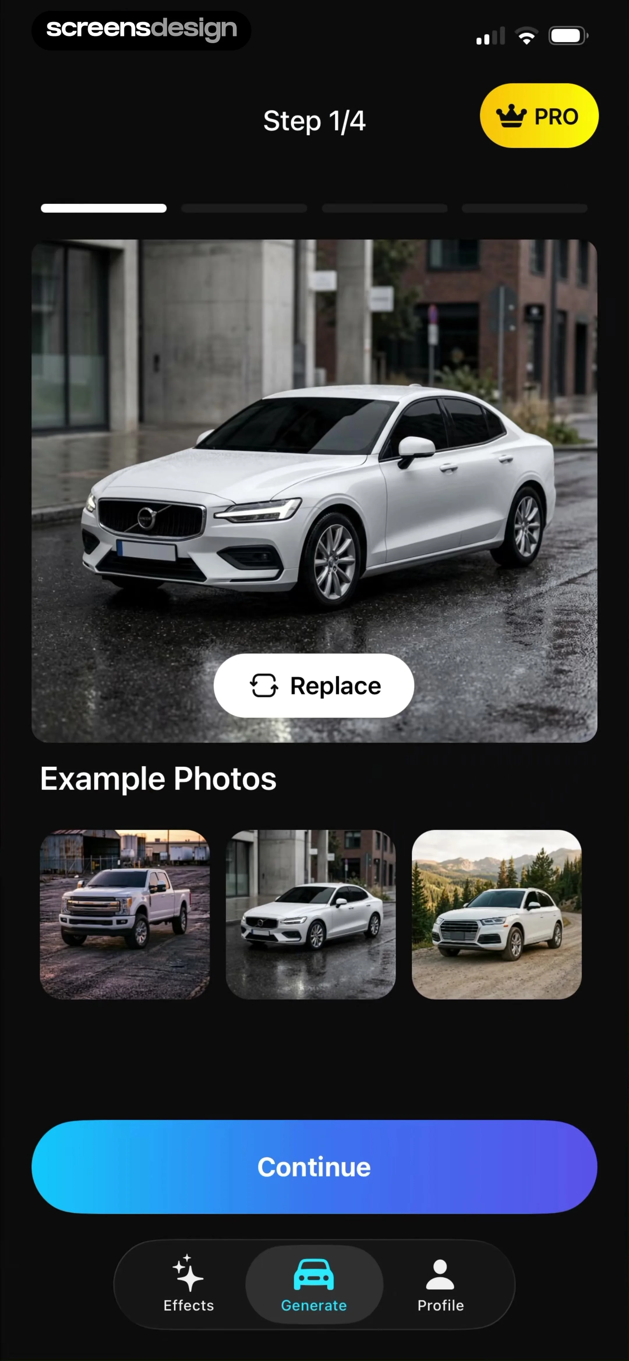 Modyfy: AI Car Designer replay screen