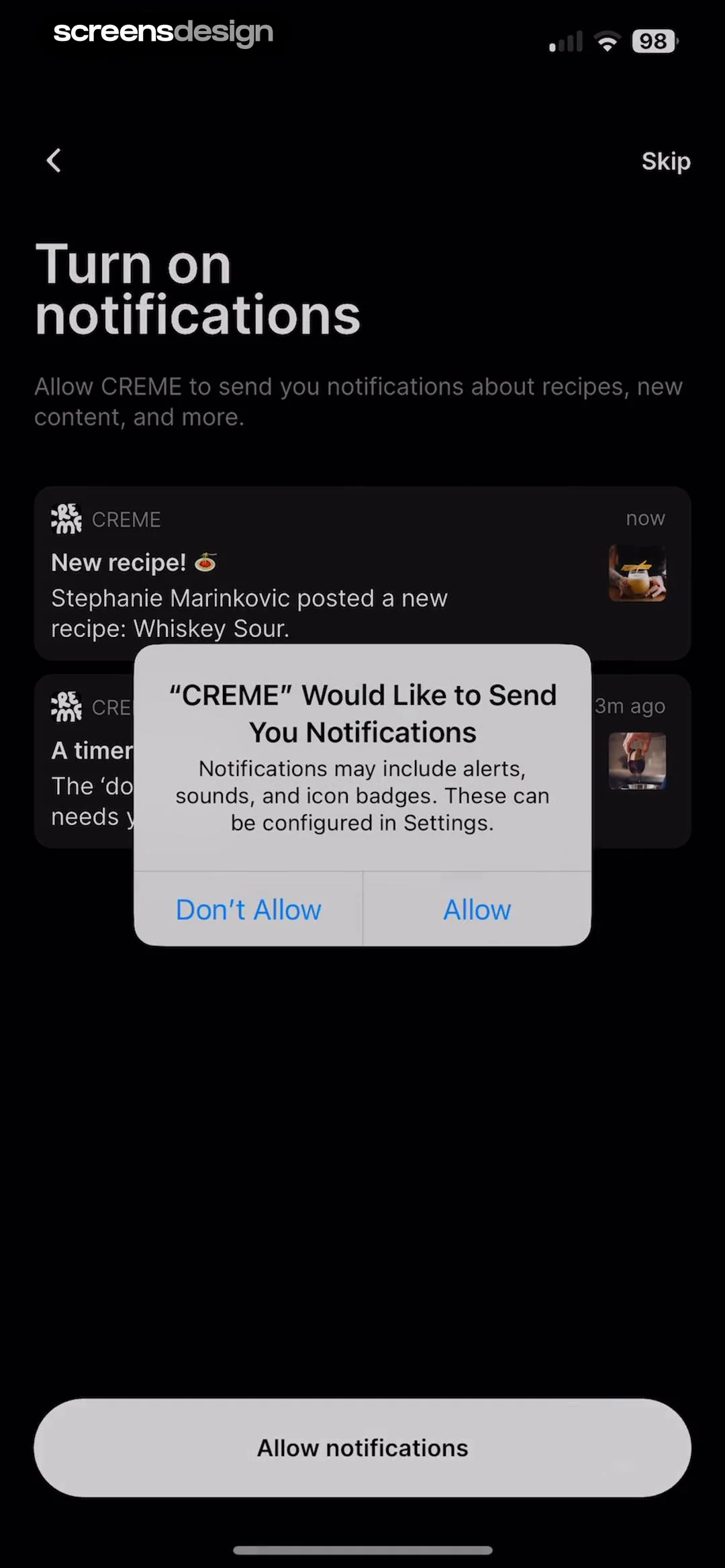 CREME: Create Memorable Meals screen 8