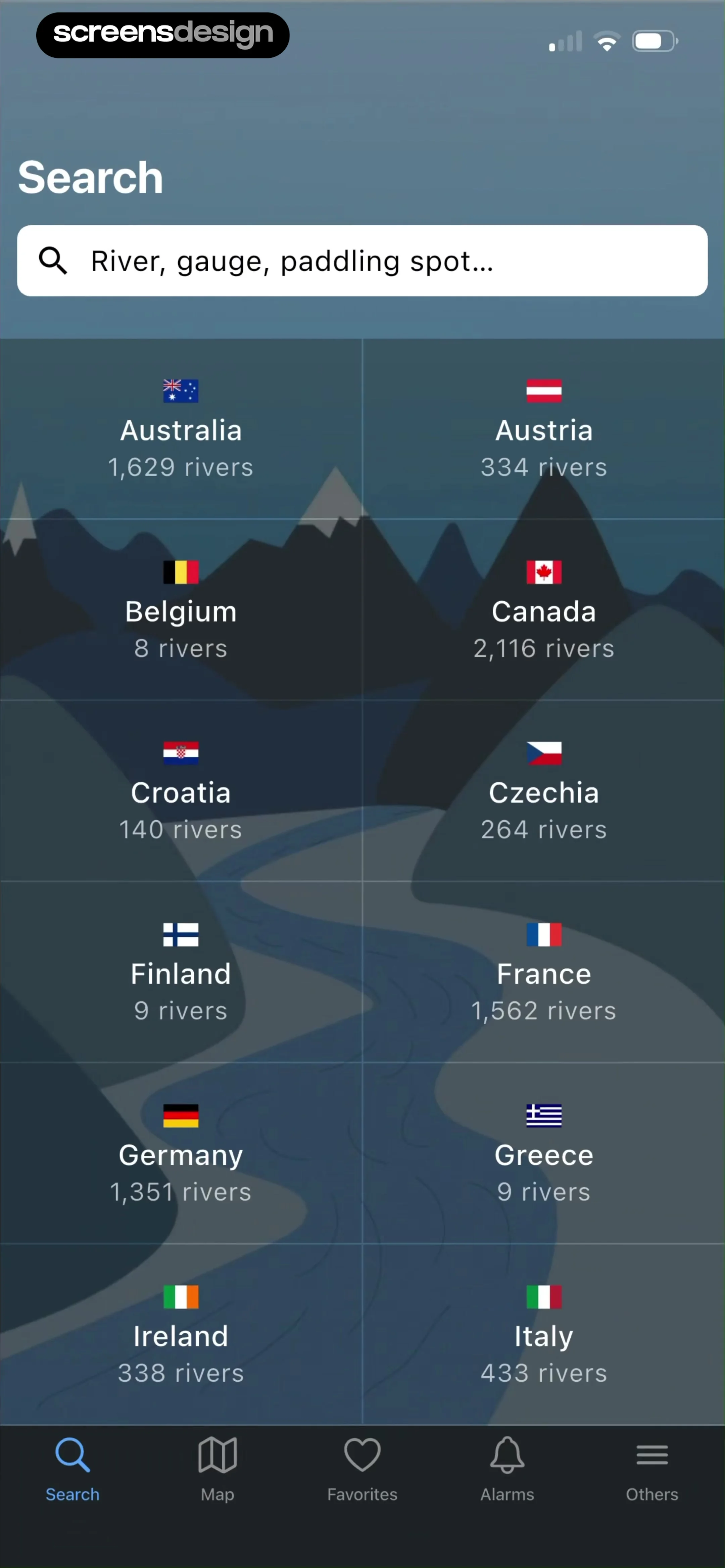 RiverApp - River levels screen 3