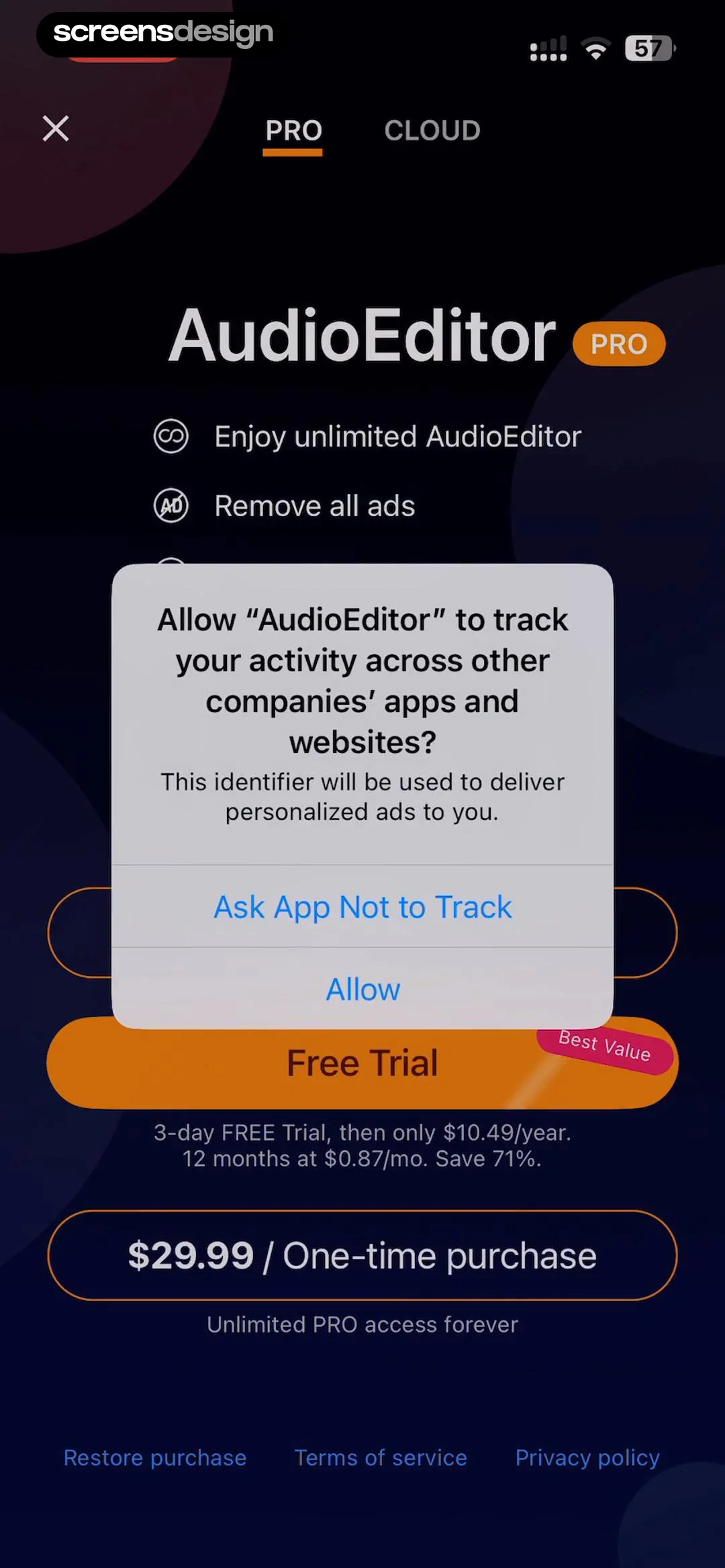 Audio Editor - Music editor screen 1