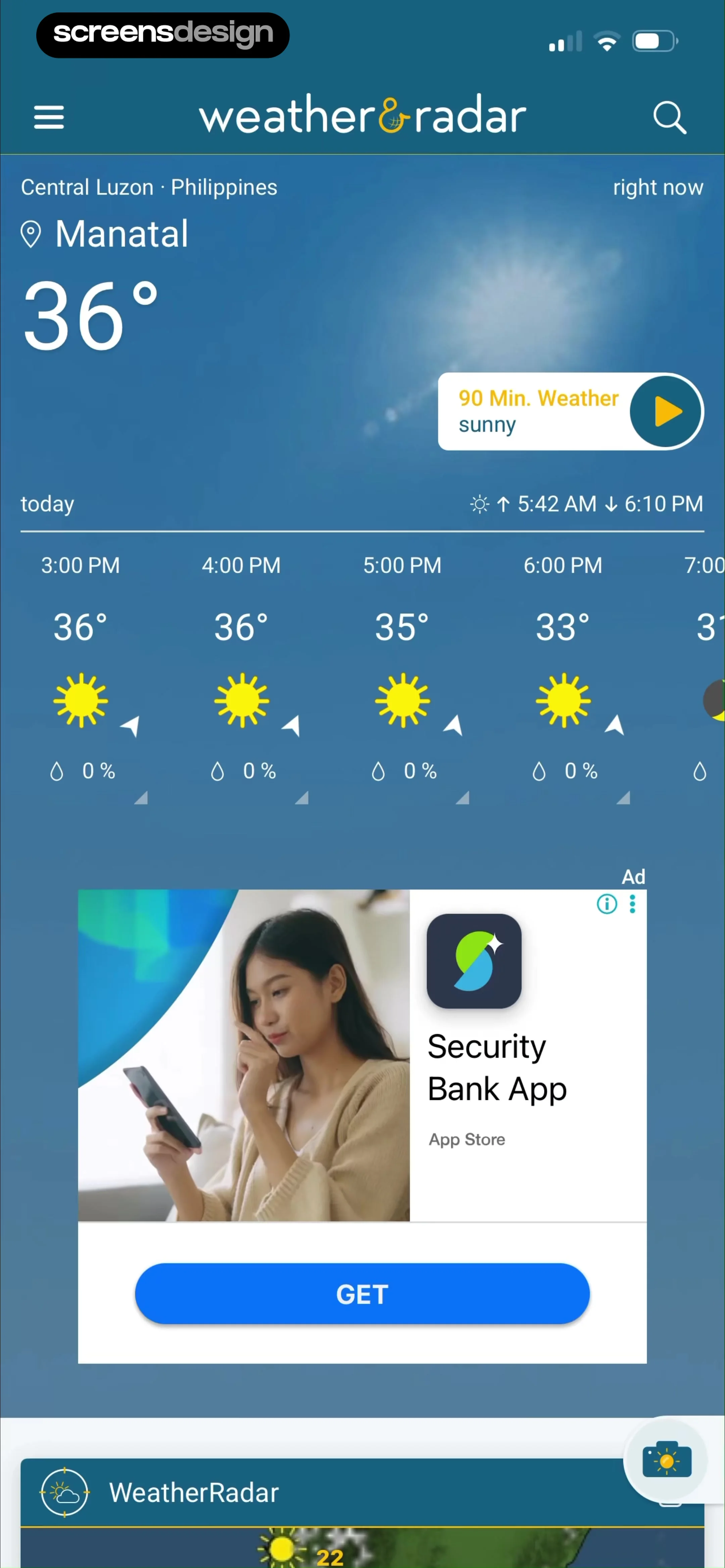 Weather & Radar screen 7