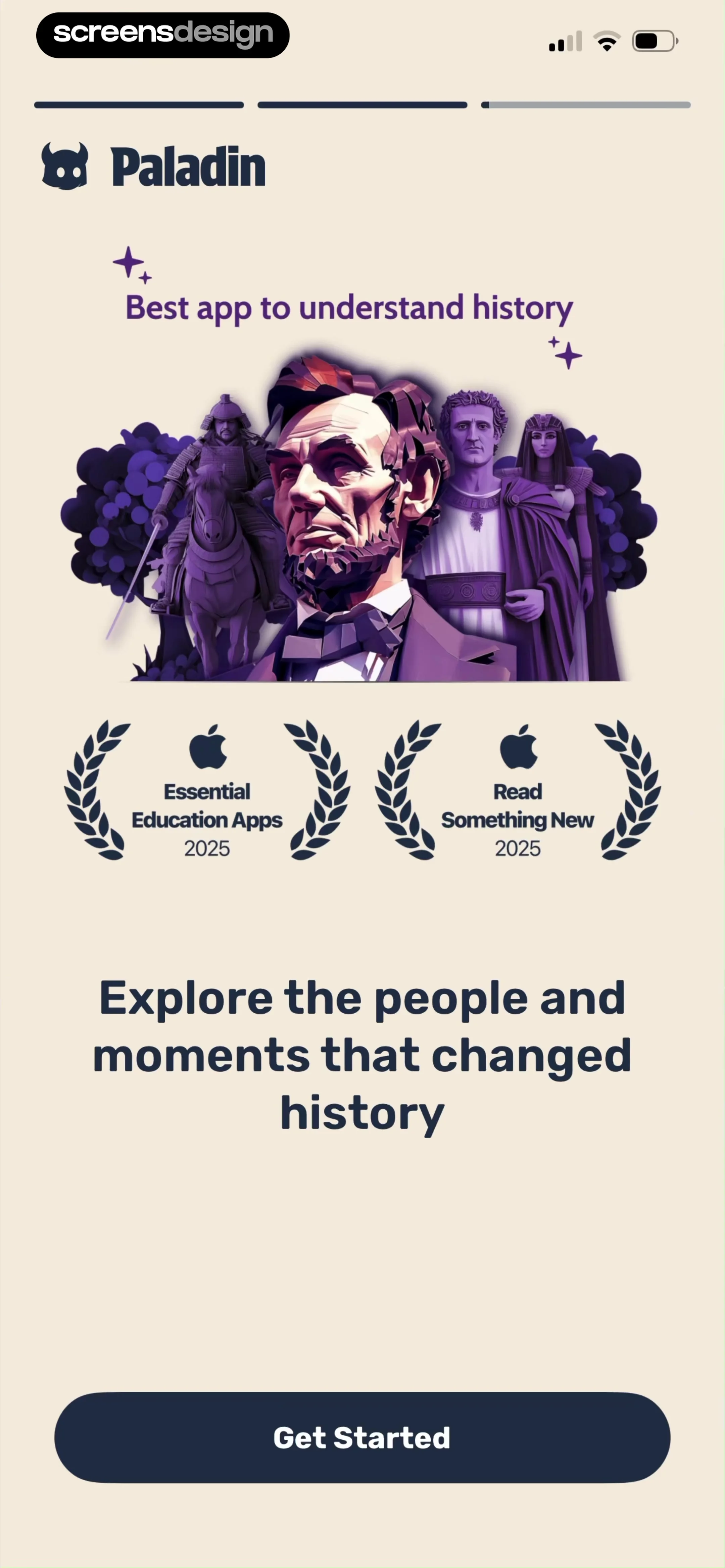 Paladin: Learn History screen 5