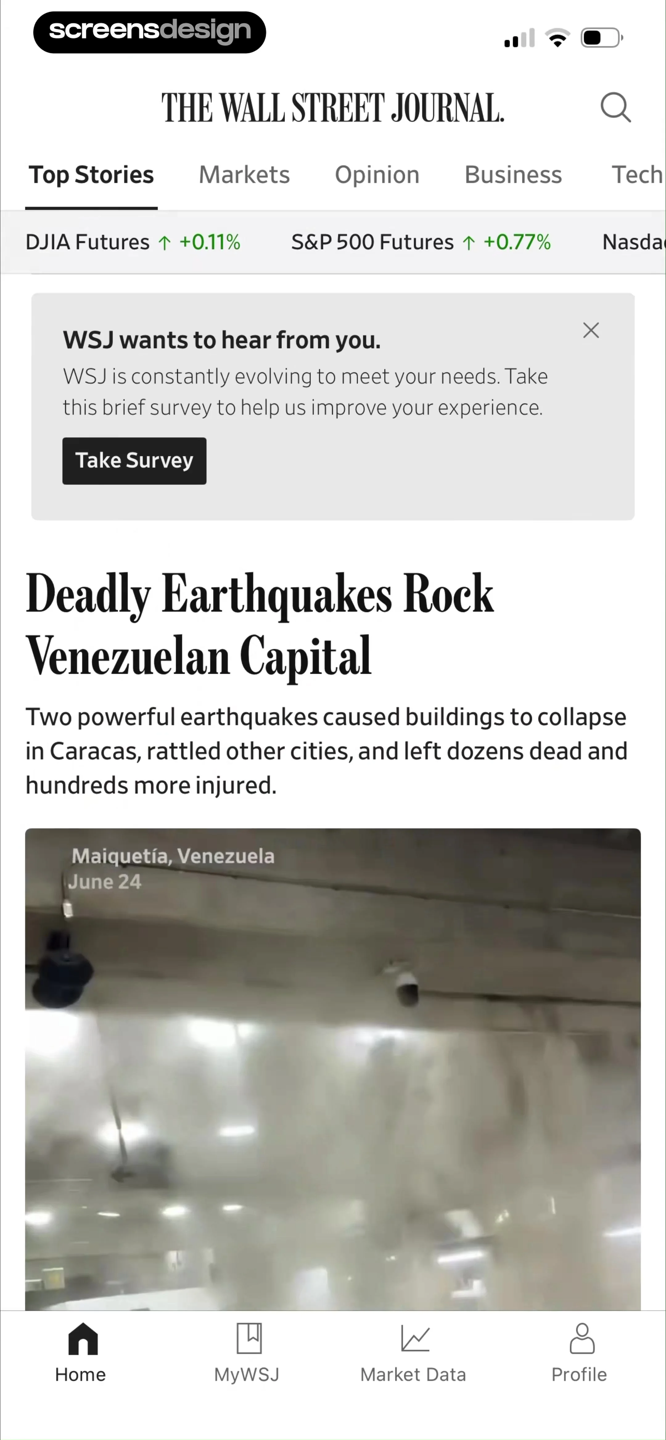 The Wall Street Journal. News screen 4