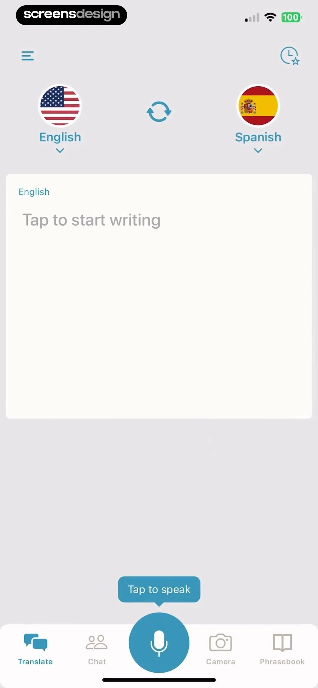 Translate: Voice & Text screen 6