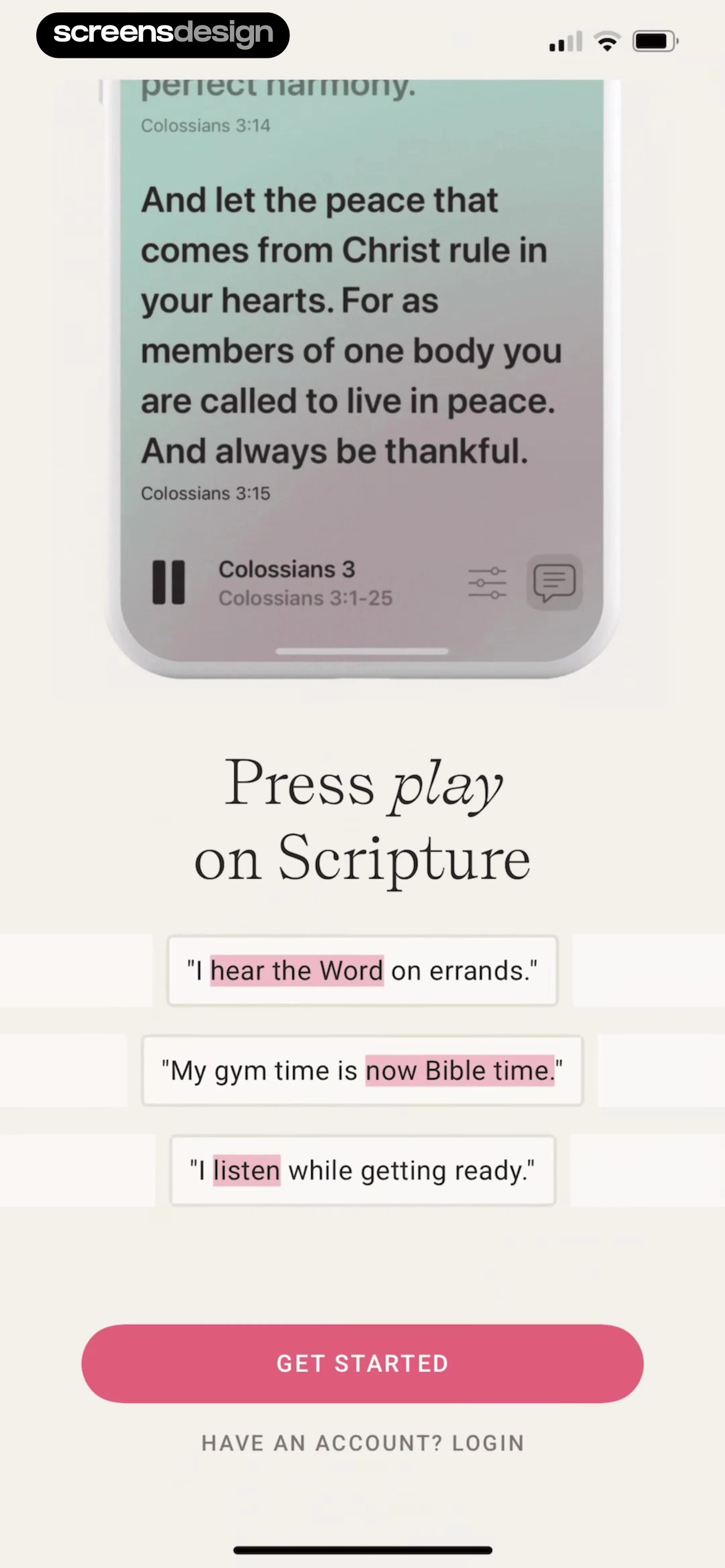 Dwell: Audio Bible screen 2