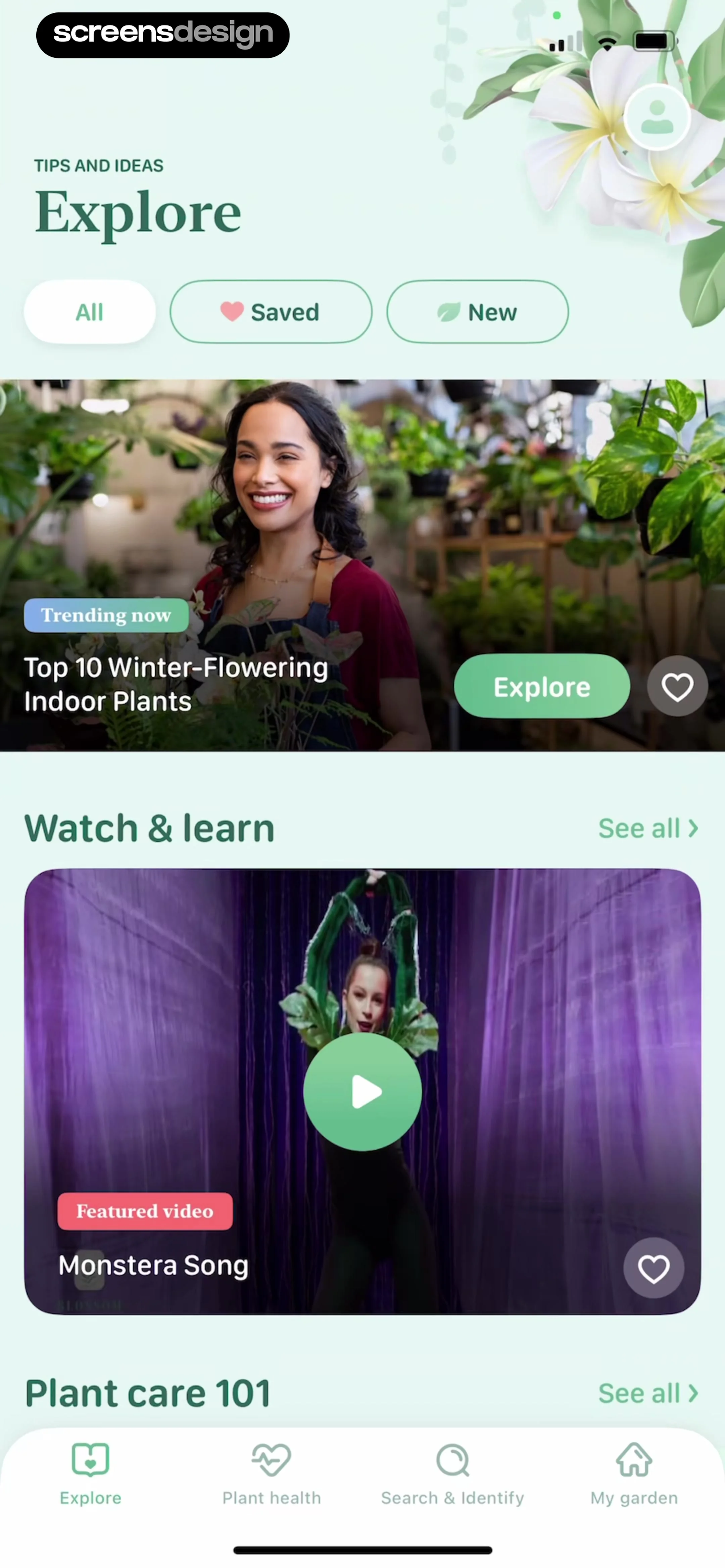 Blossom - Plant Care Guide UI Breakdown | ScreensDesign Showcase