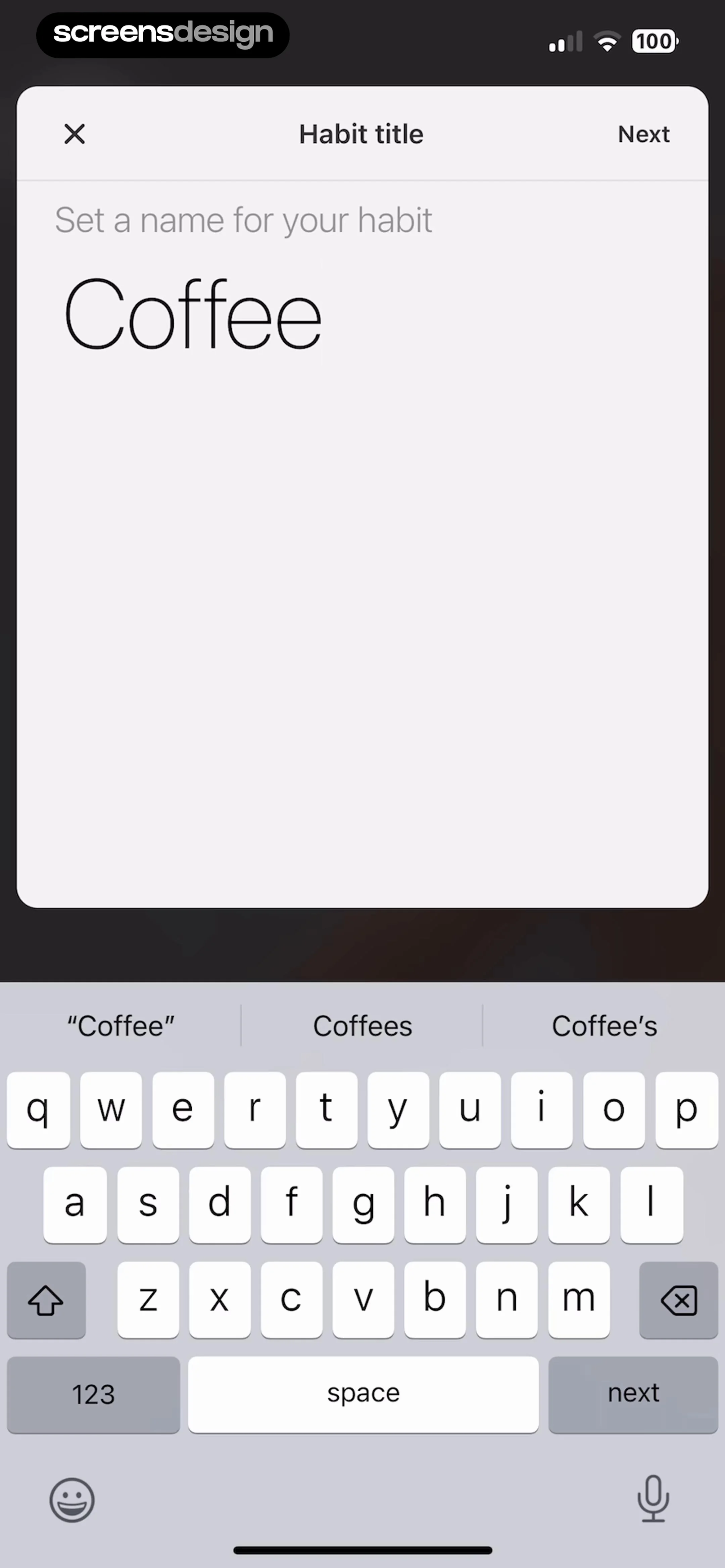 Today Habit tracker screen 4