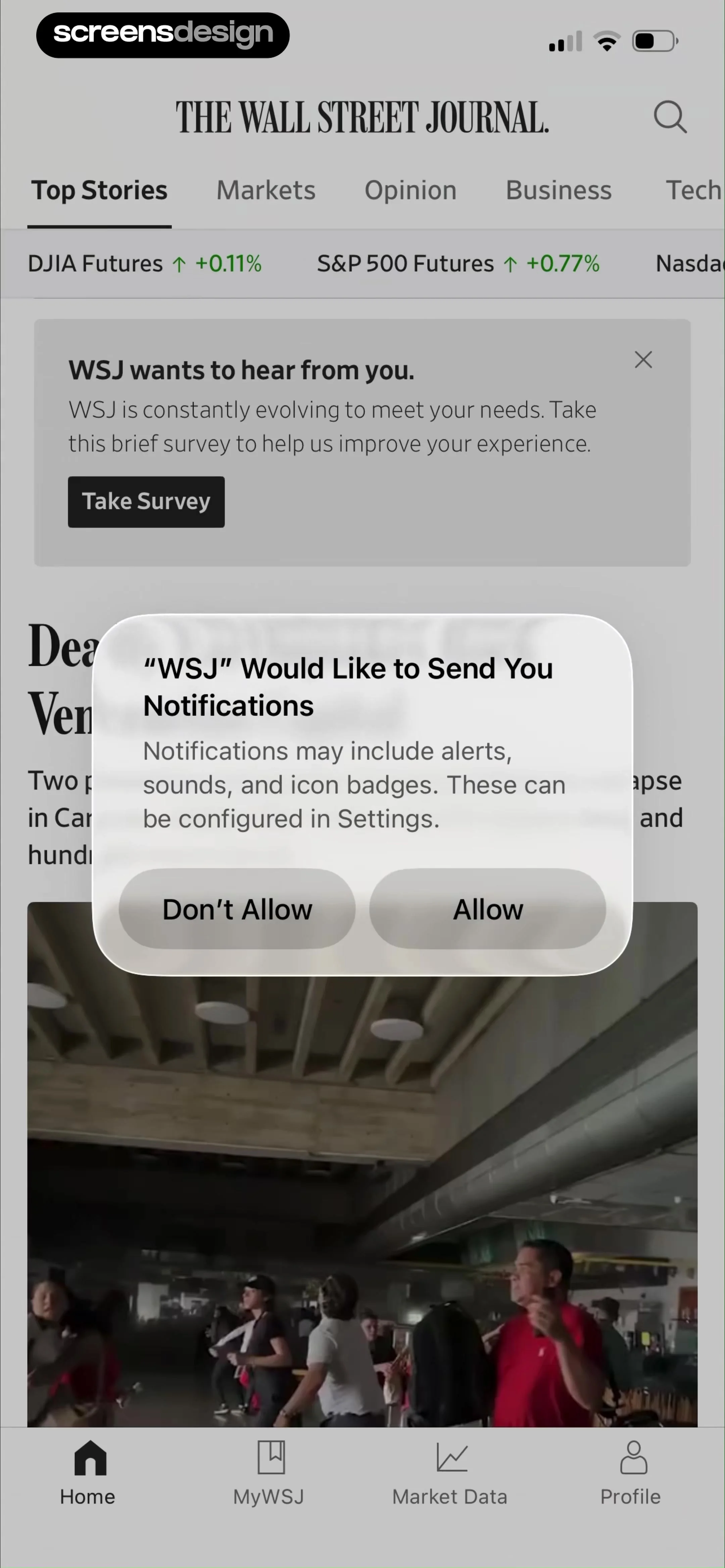 The Wall Street Journal. News screen 3