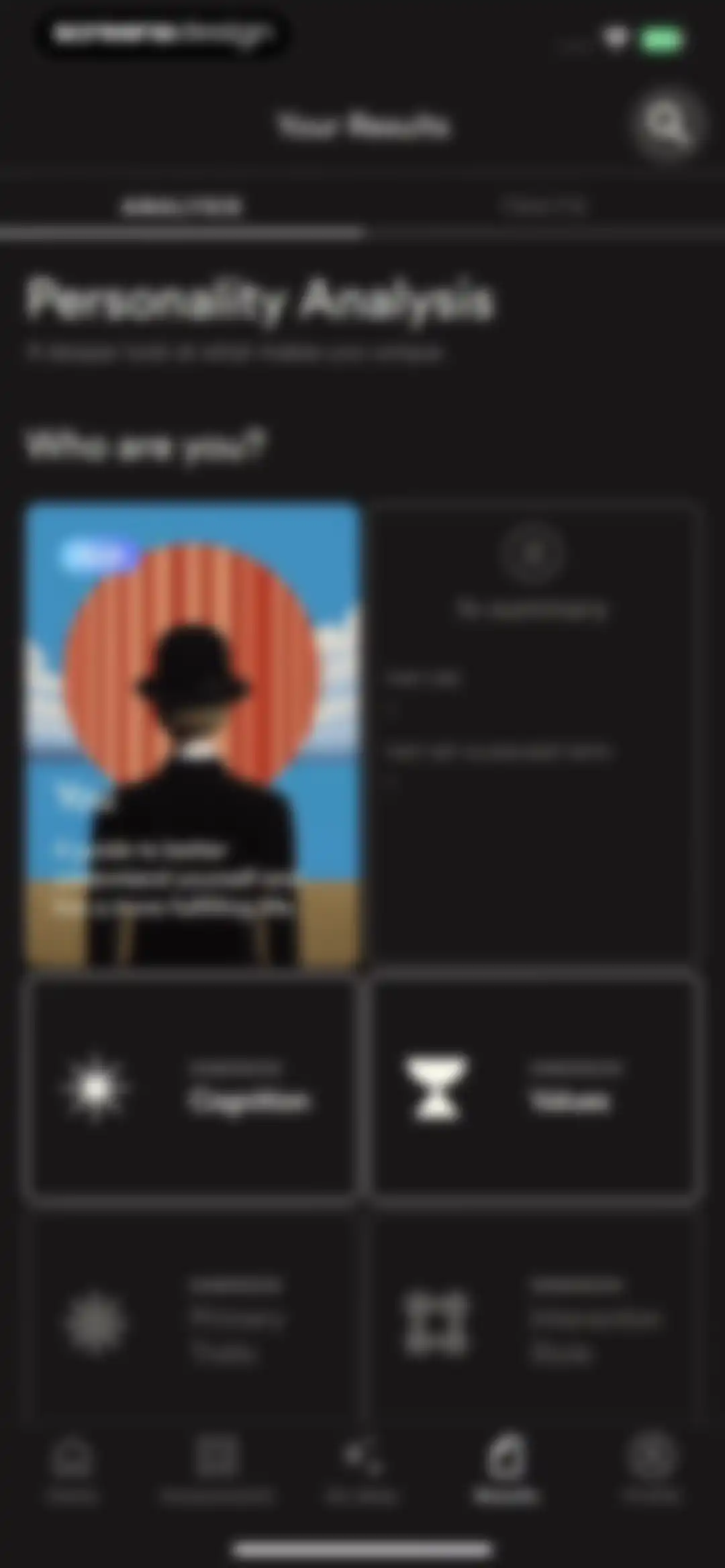 Dimensional: Personality Test screen 122