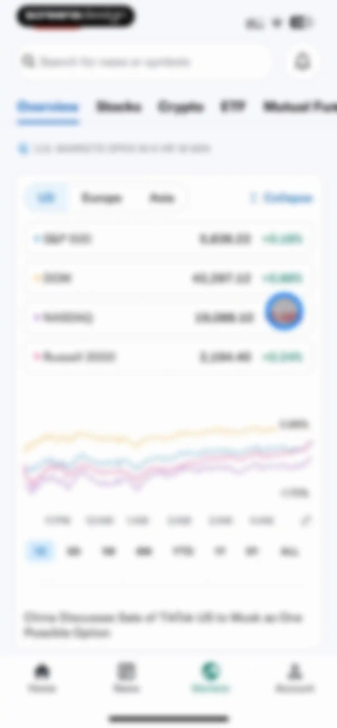 Yahoo Finance: Stocks, Markets screen 160