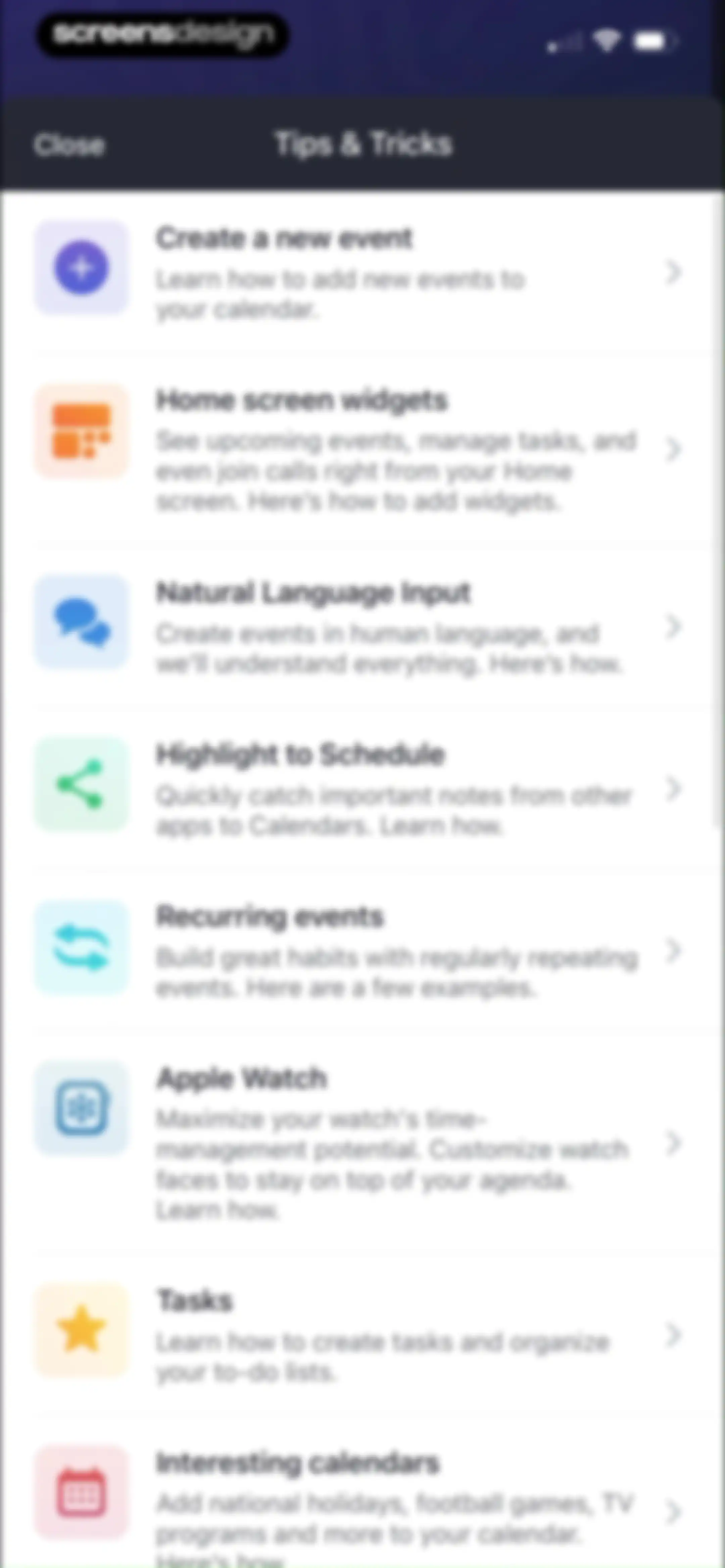 Calendars: Schedule Planner screen 89