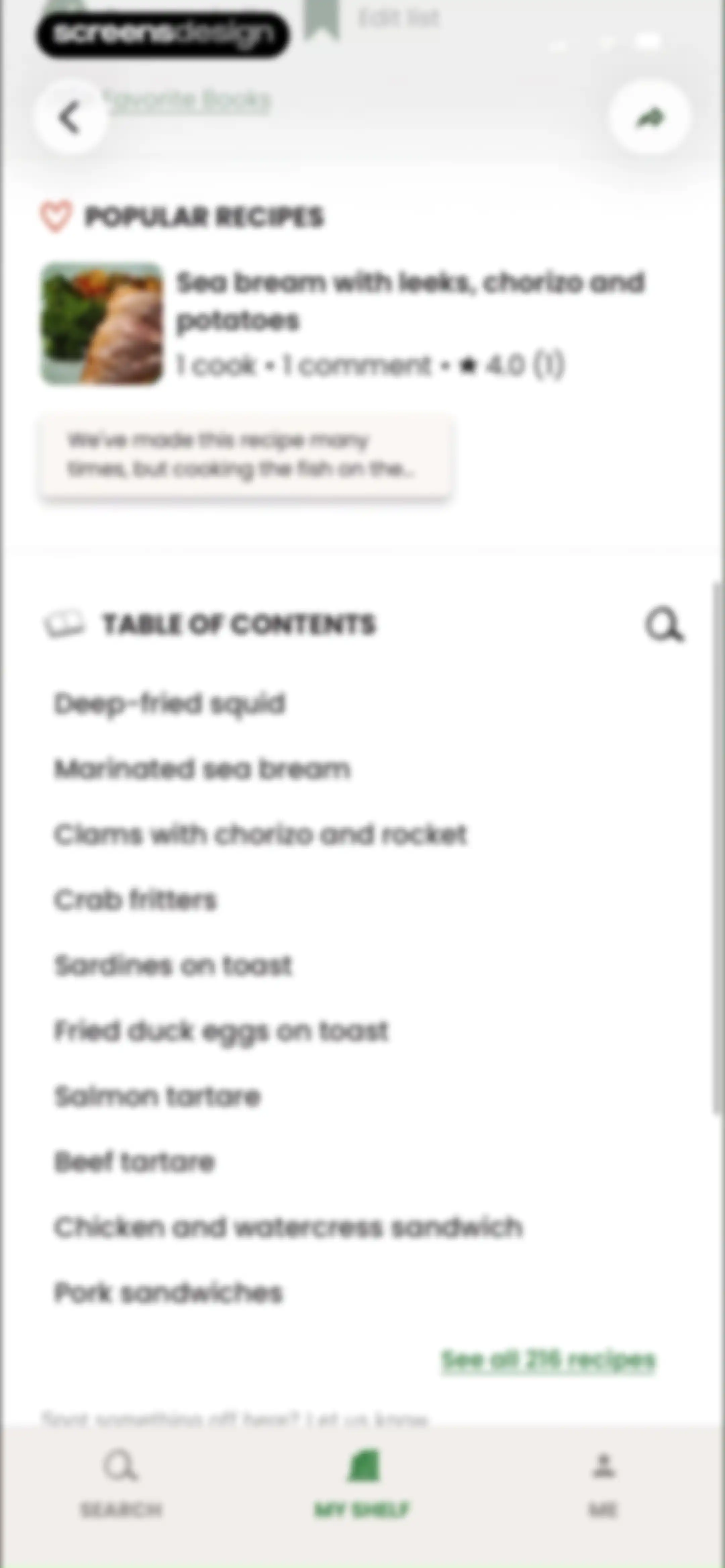 CookShelf: Search Cookbooks screen 44