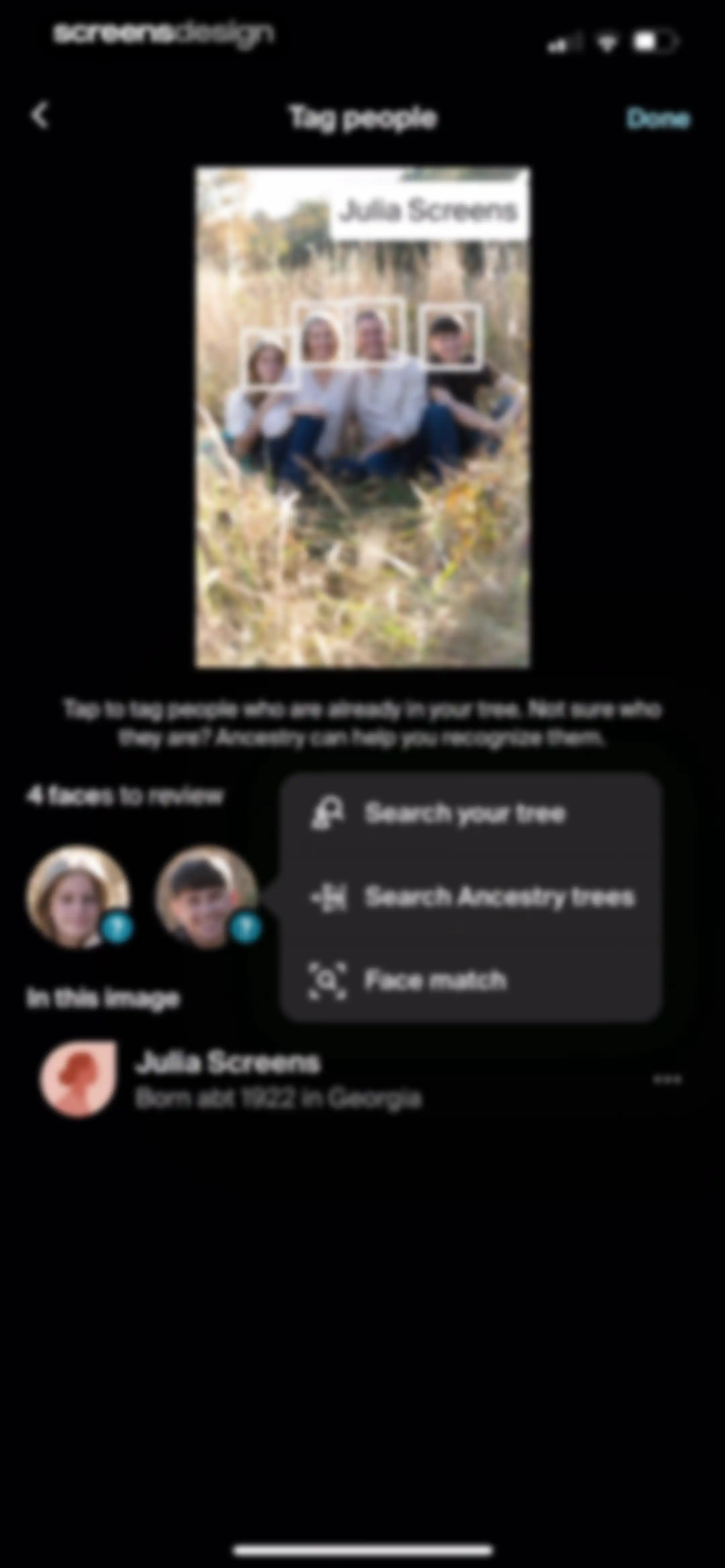 Ancestry: Family History & DNA screen 216