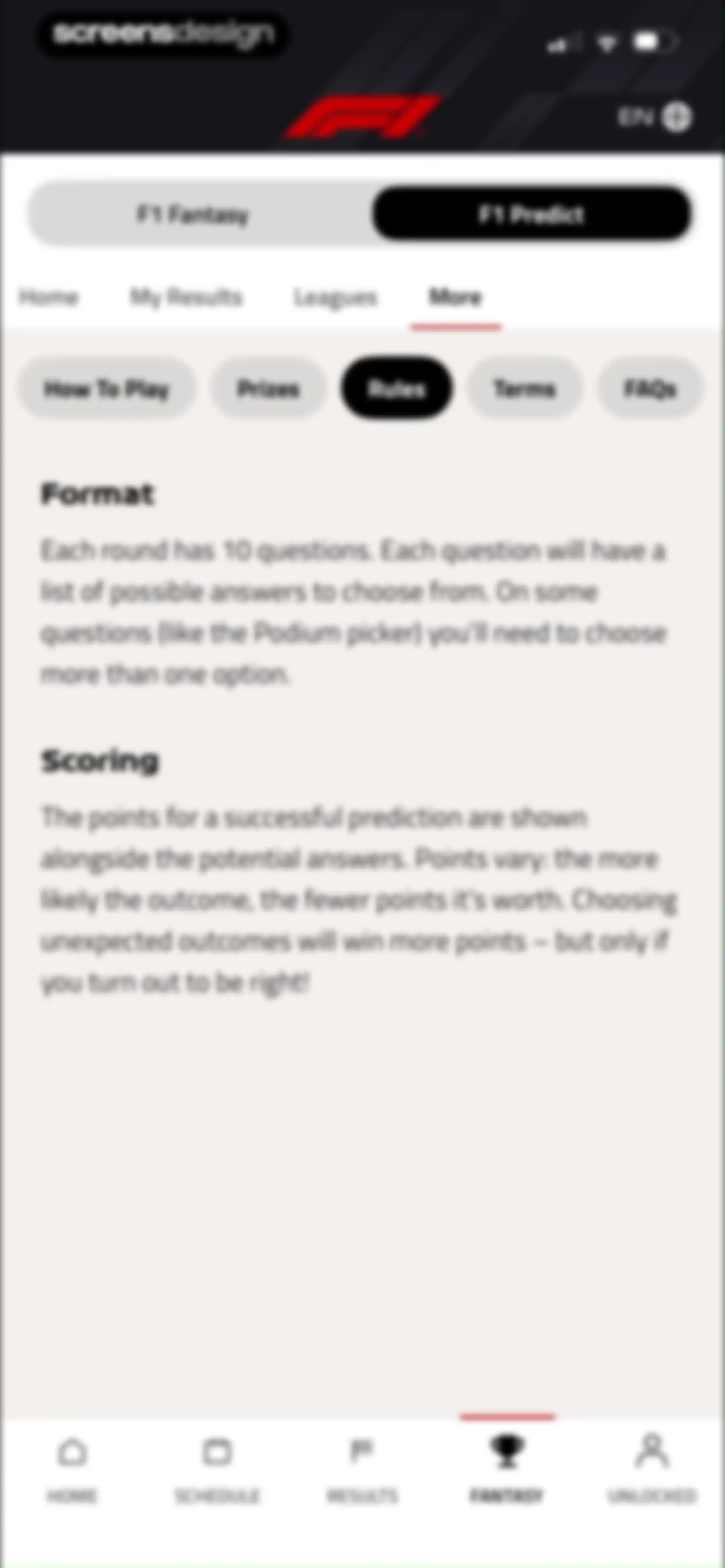 Formula 1® screen 124