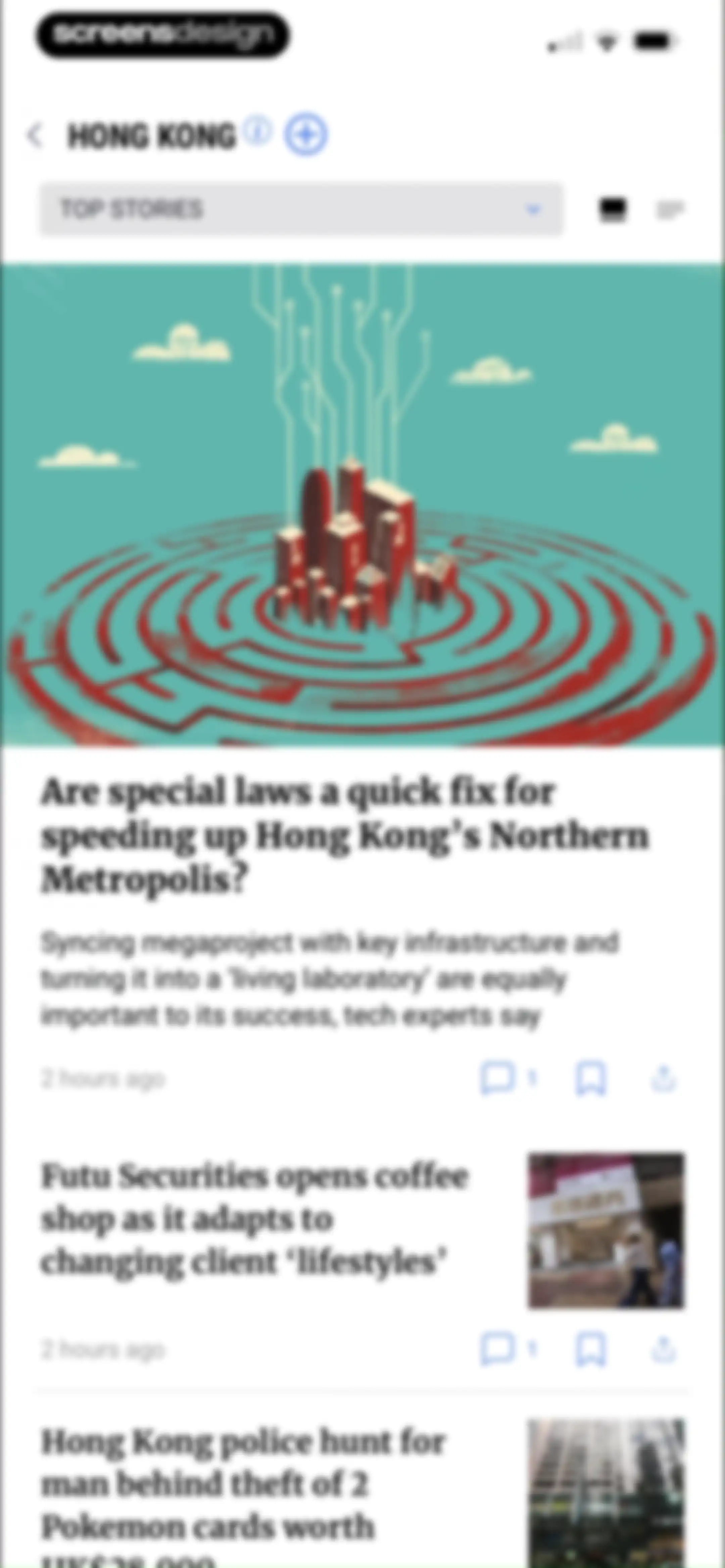 South China Morning Post: News screen 100