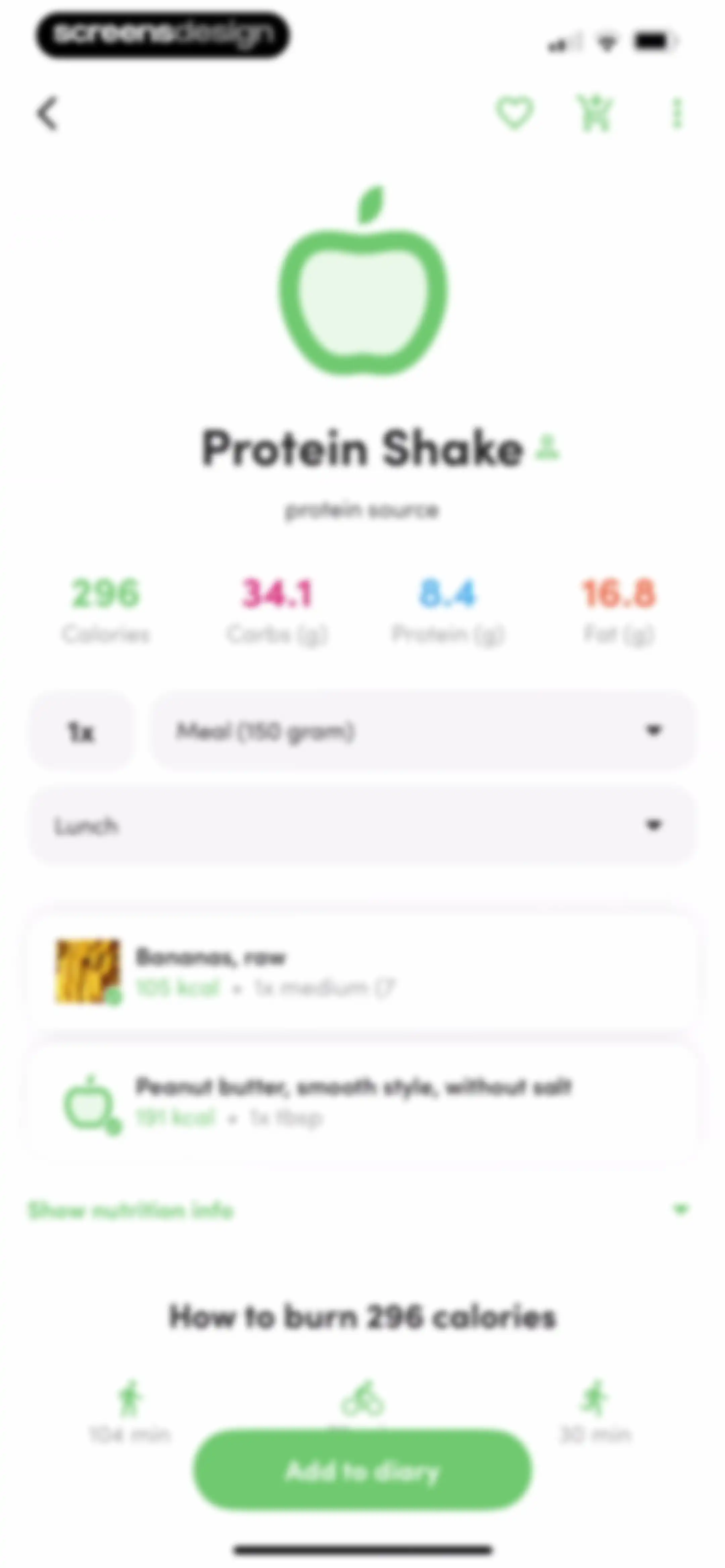Calories and nutrition tracker screen 57