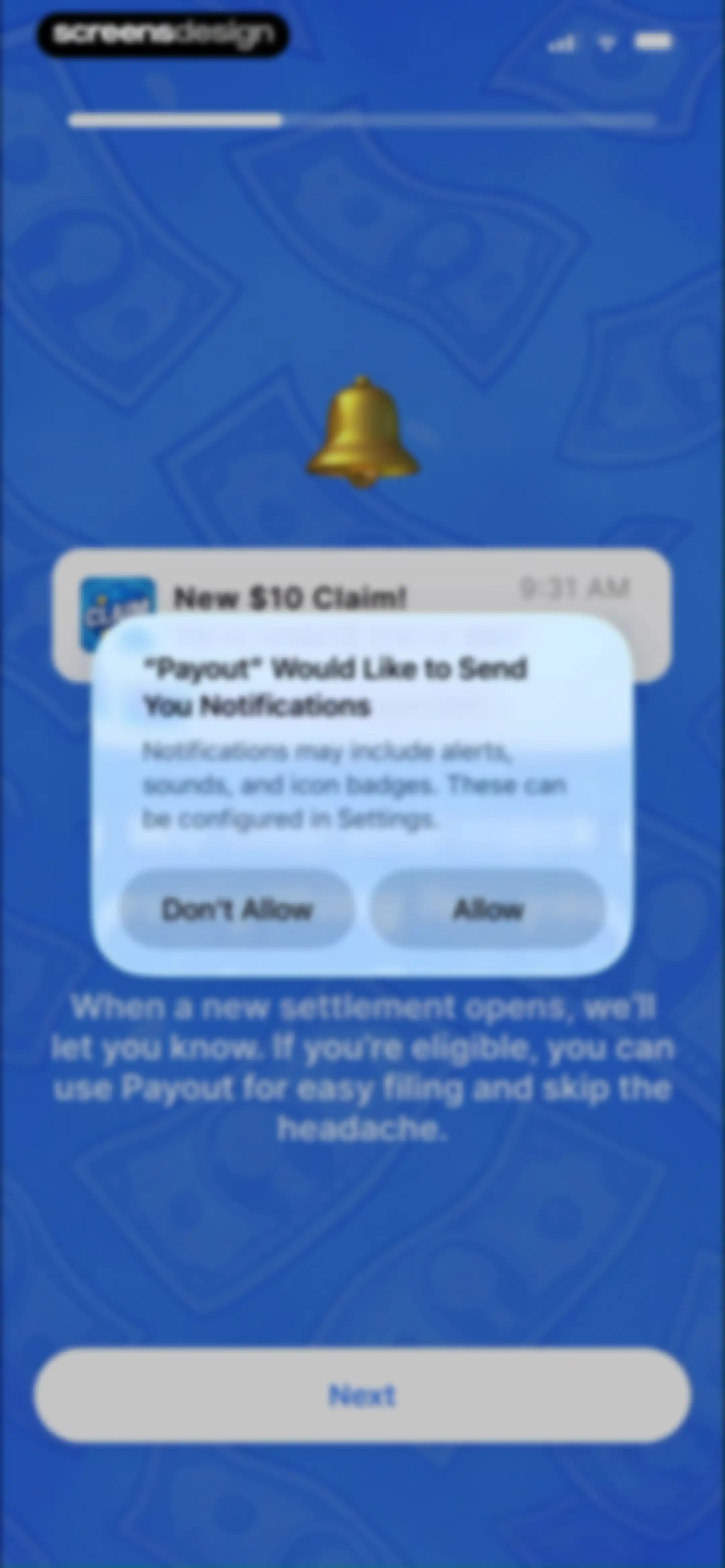 Payout: Claim Class Actions screen 7