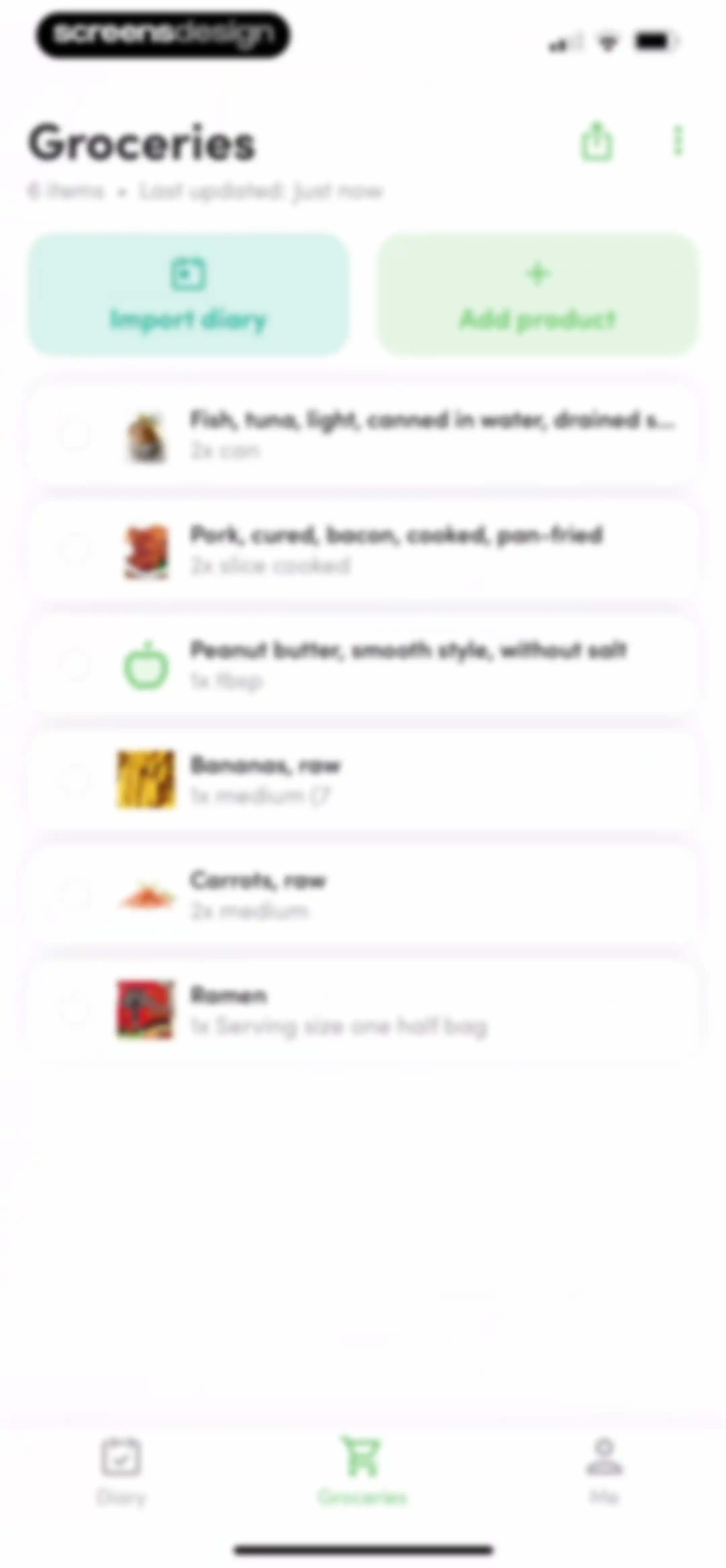Calories and nutrition tracker screen 72