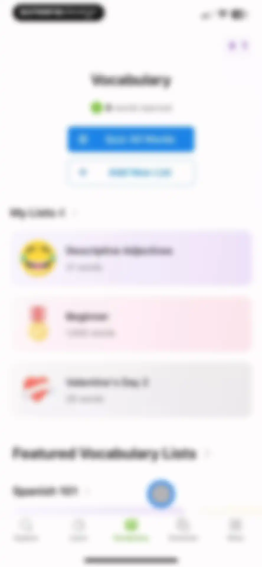 SpanishDictionary.com Learning screen 90