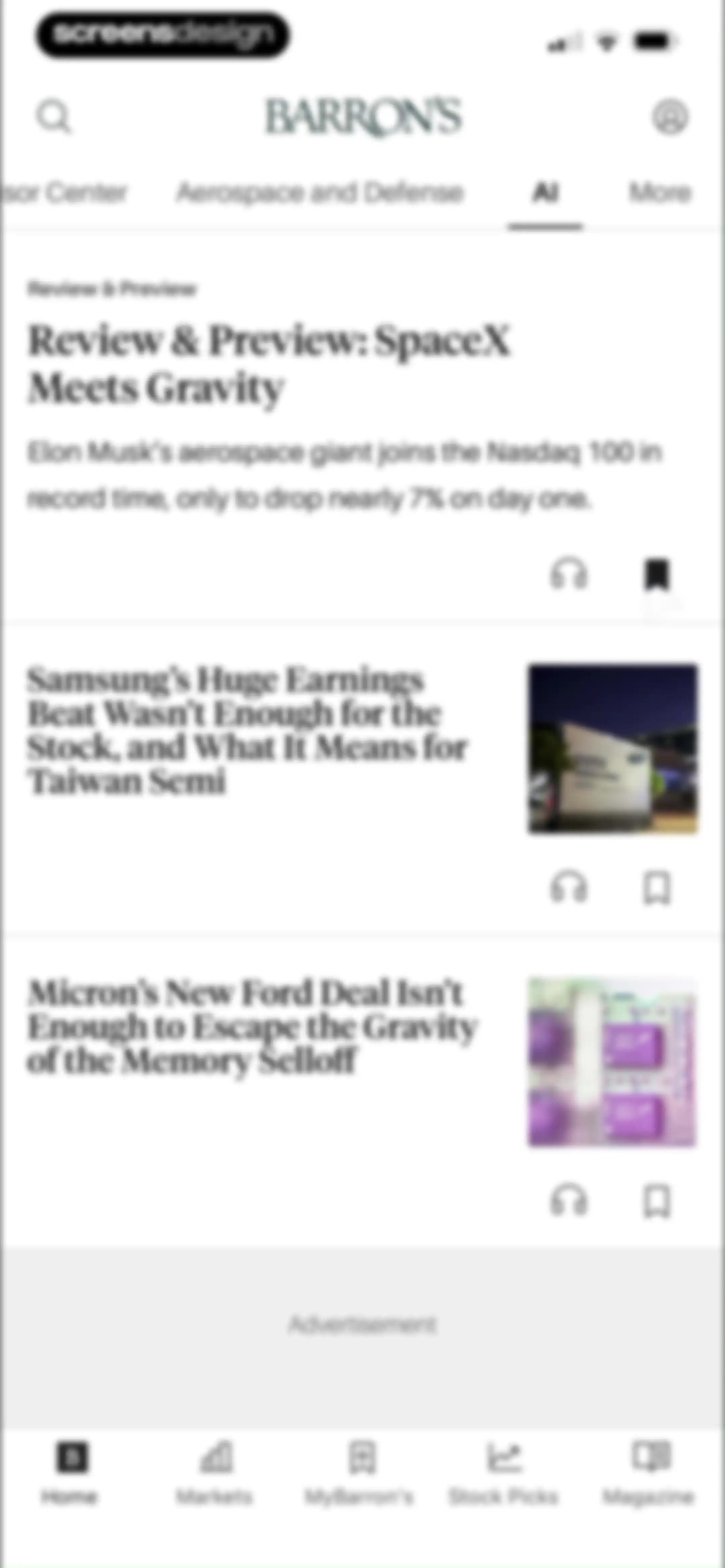 Barron’s - Investing Insights screen 26