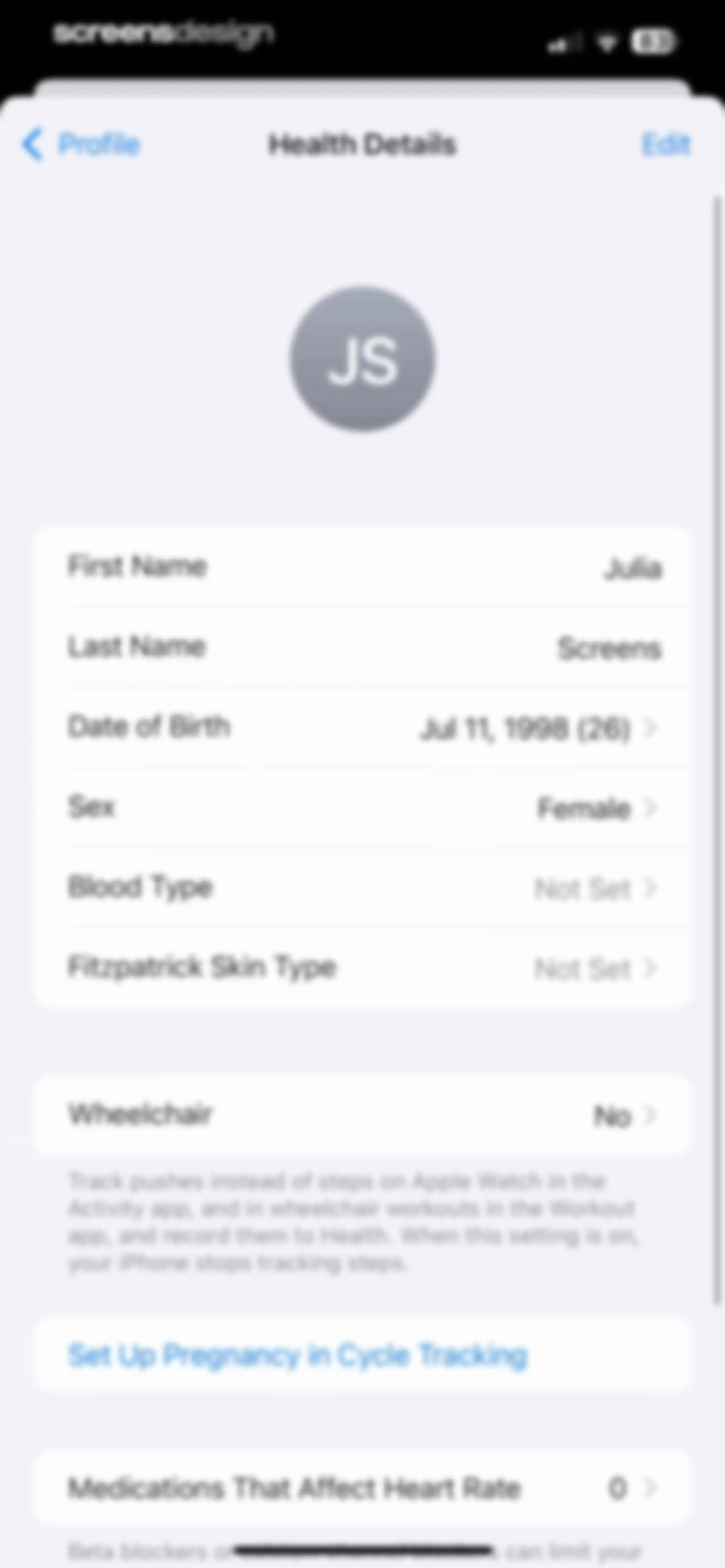 Apple Health screen 184
