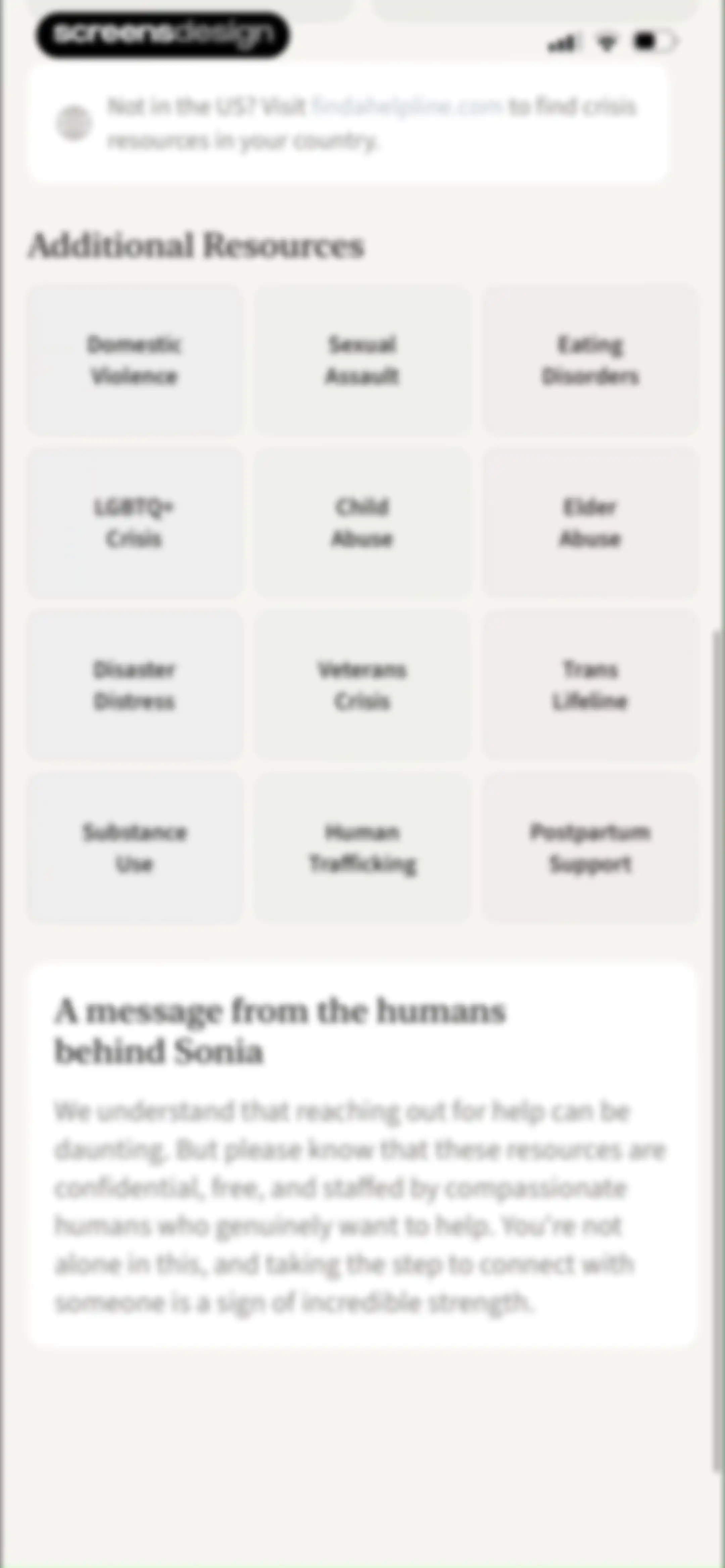 Sonia: AI for Mental Health screen 116