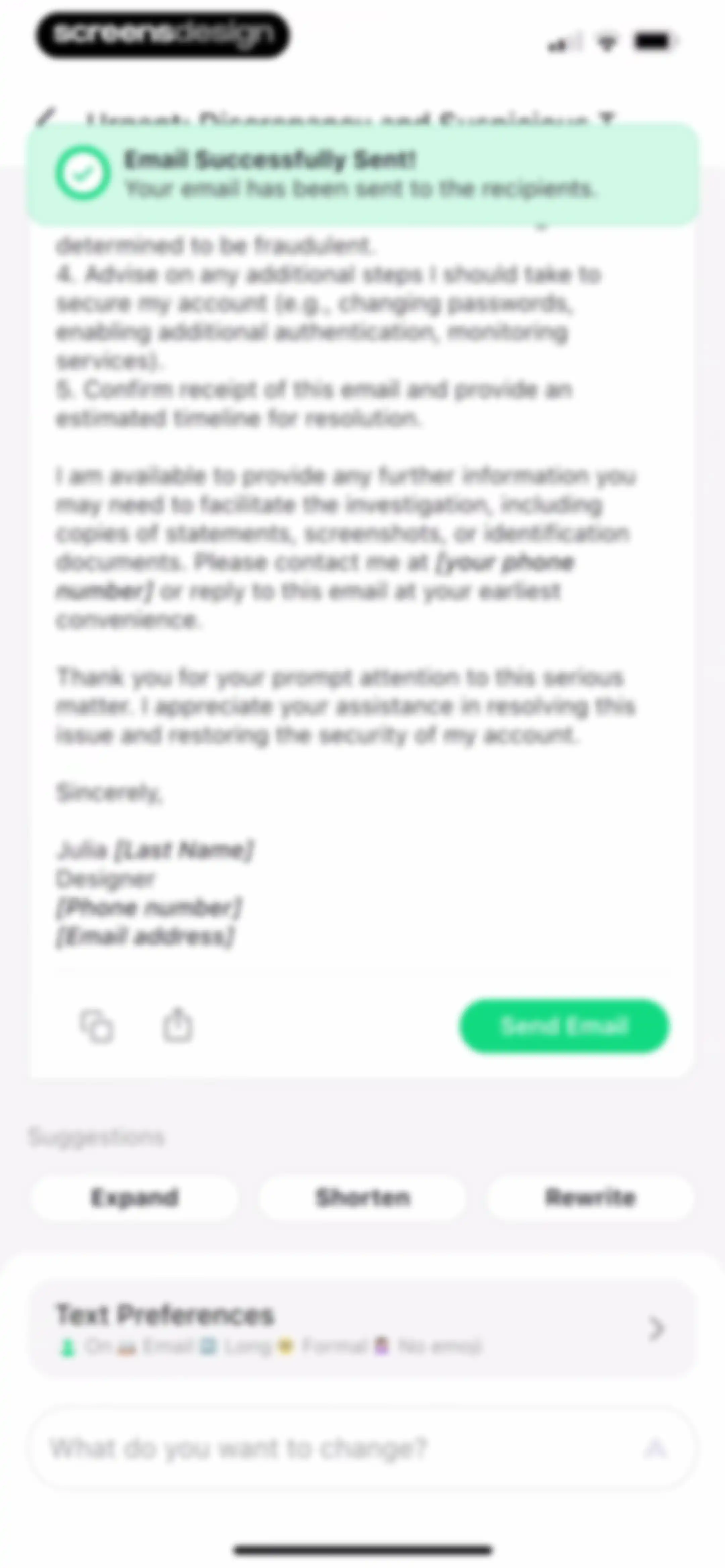 Friday AI Email Writer screen 31