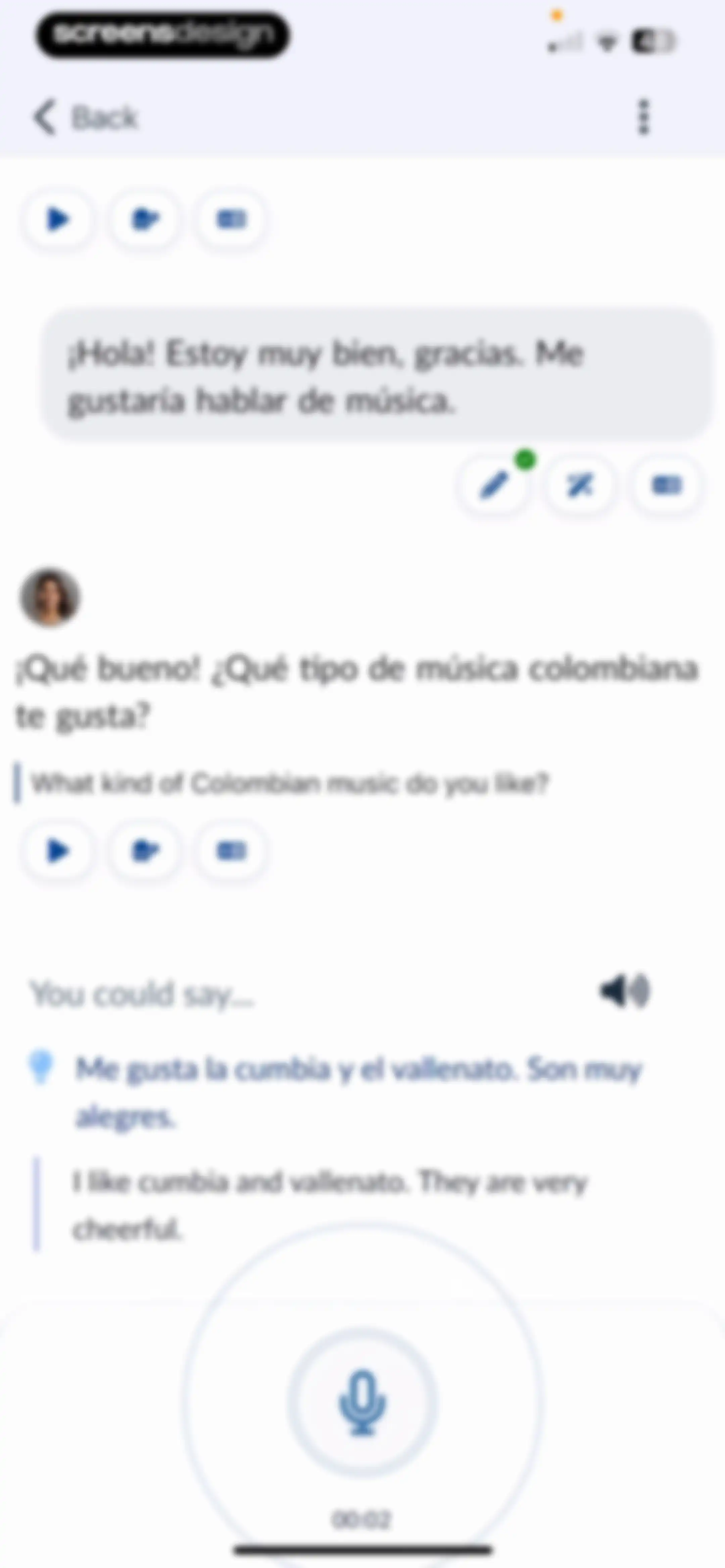 Langua: AI language learning screen 55
