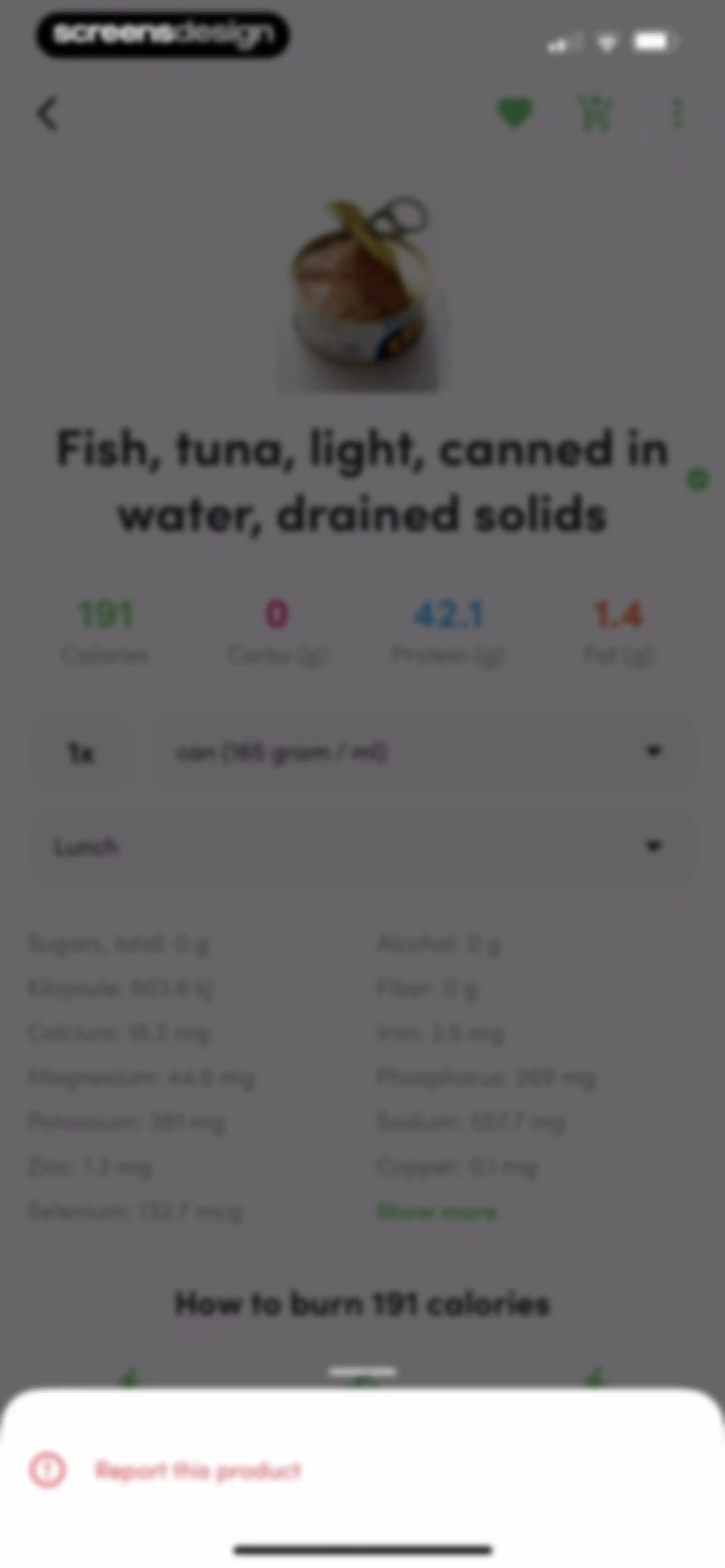 Calories and nutrition tracker screen 50
