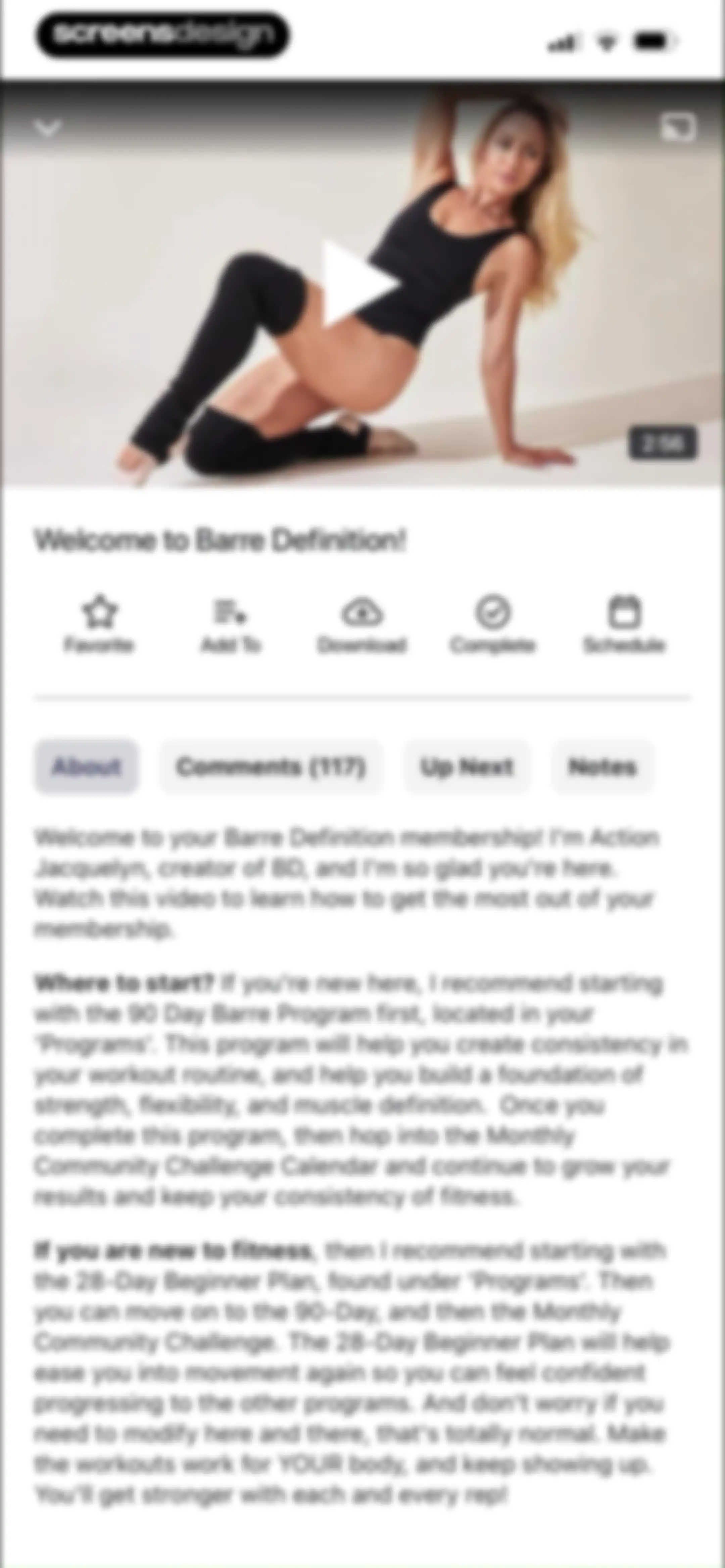 Barre Definition screen 54