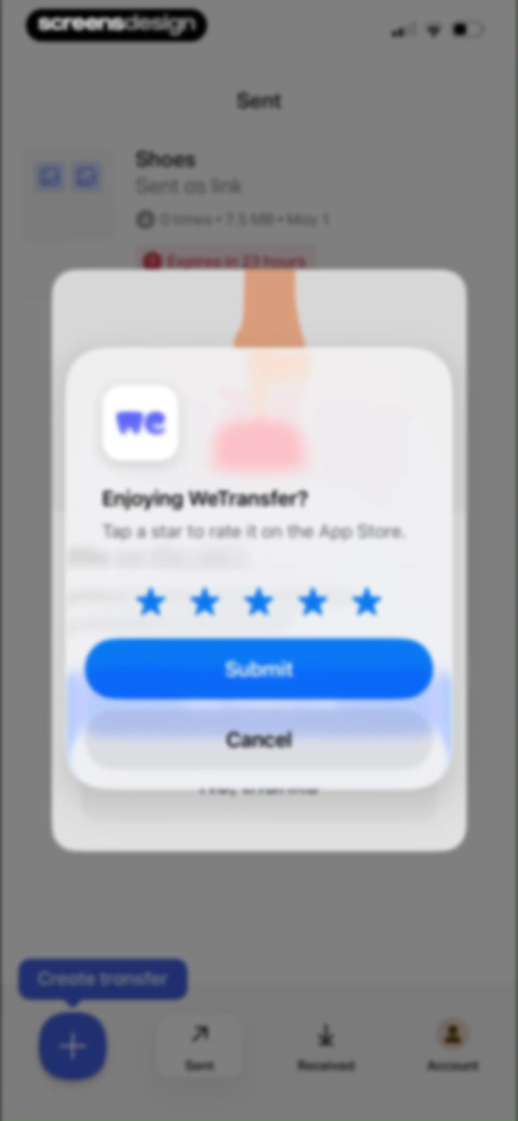 WeTransfer: Transfer Files screen 24