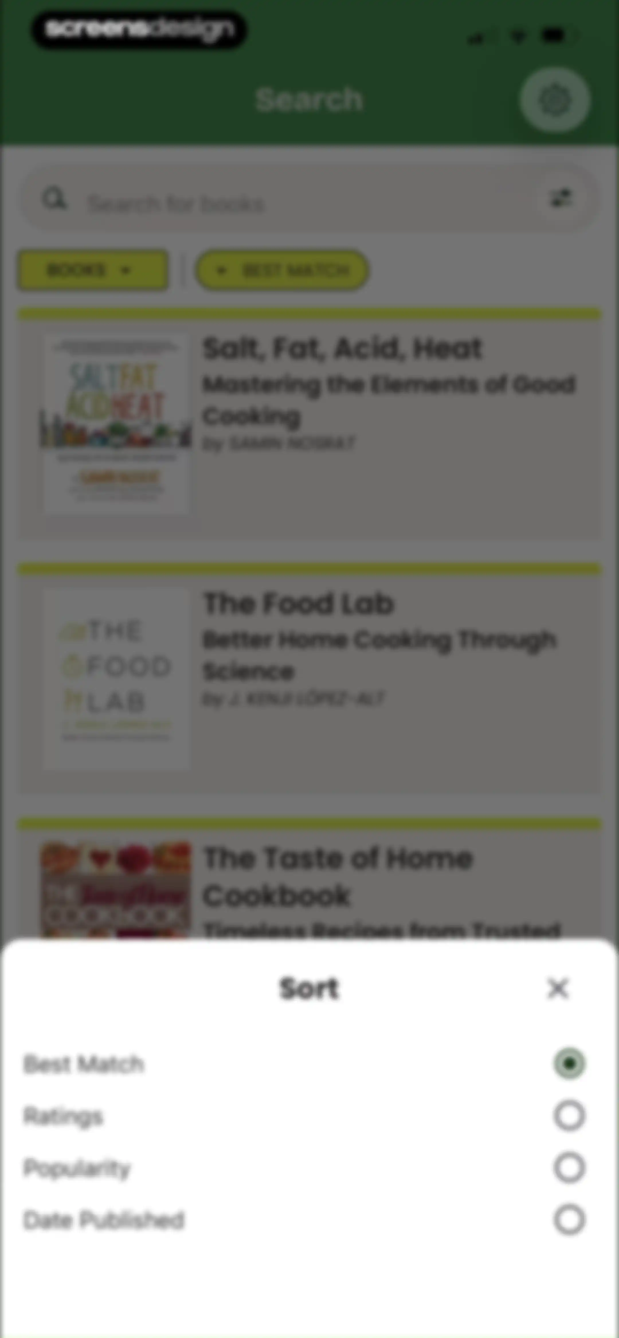 CookShelf: Search Cookbooks screen 76