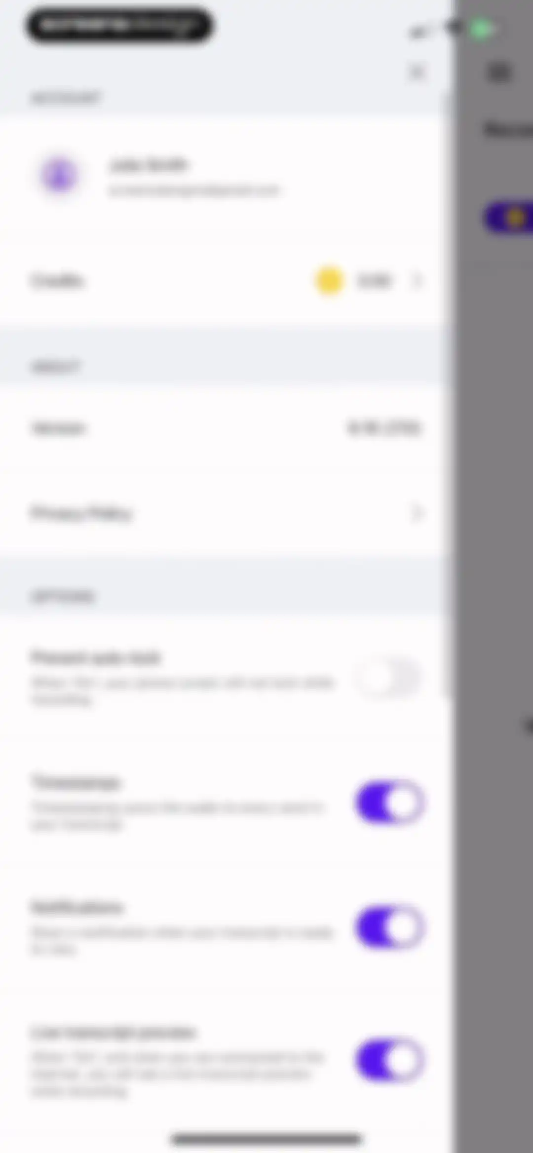Rev: Record & Transcribe screen 21