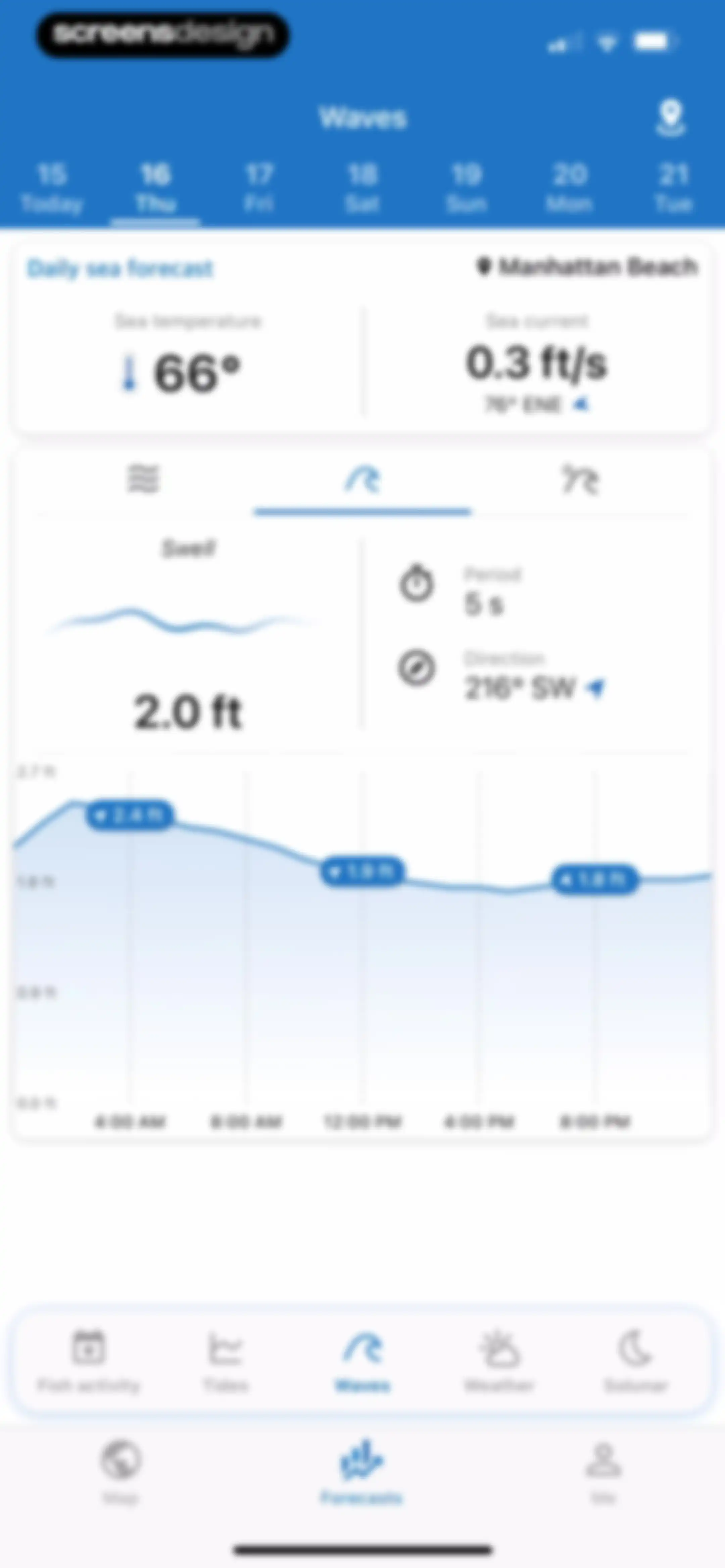 Fishing Points: Map & Forecast screen 92