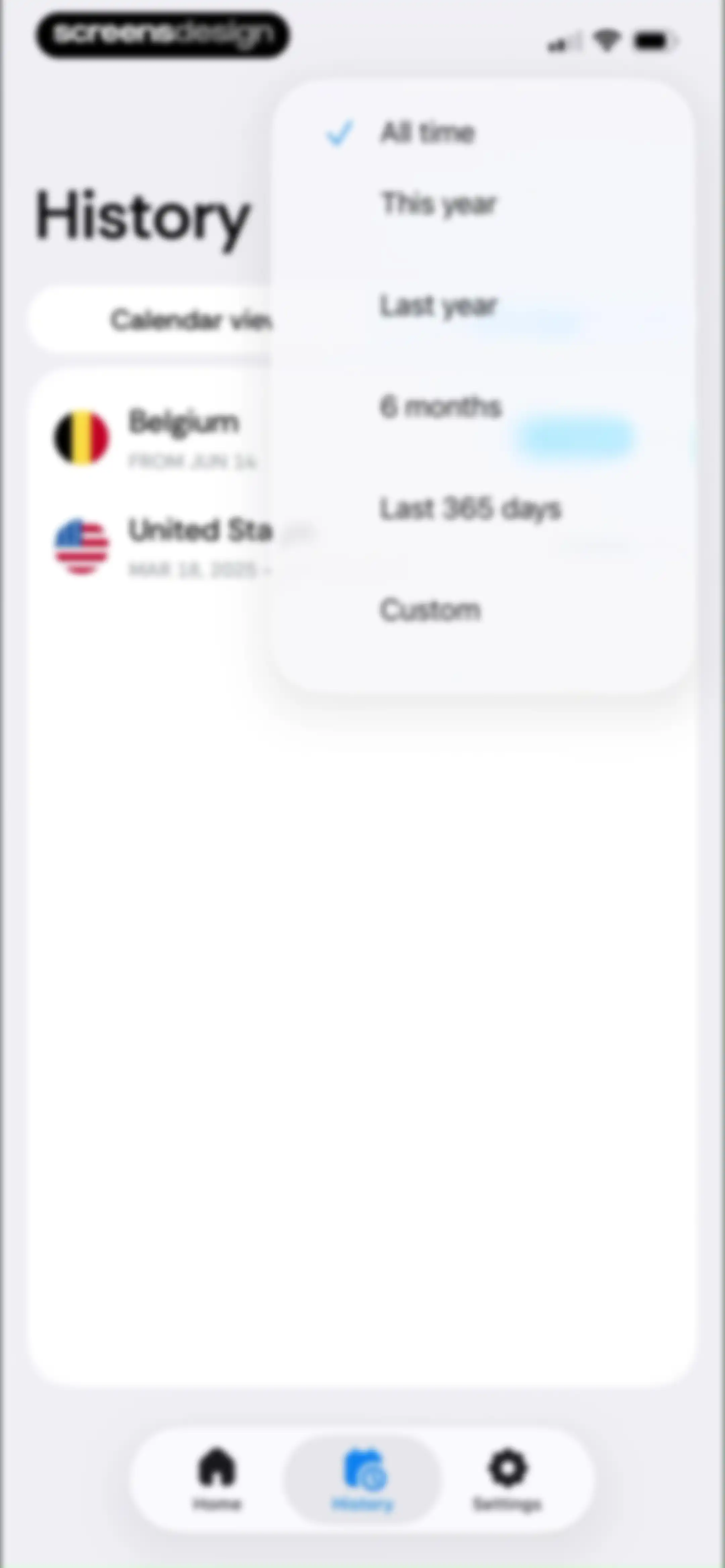 Country Days Tracker: Bounded screen 80