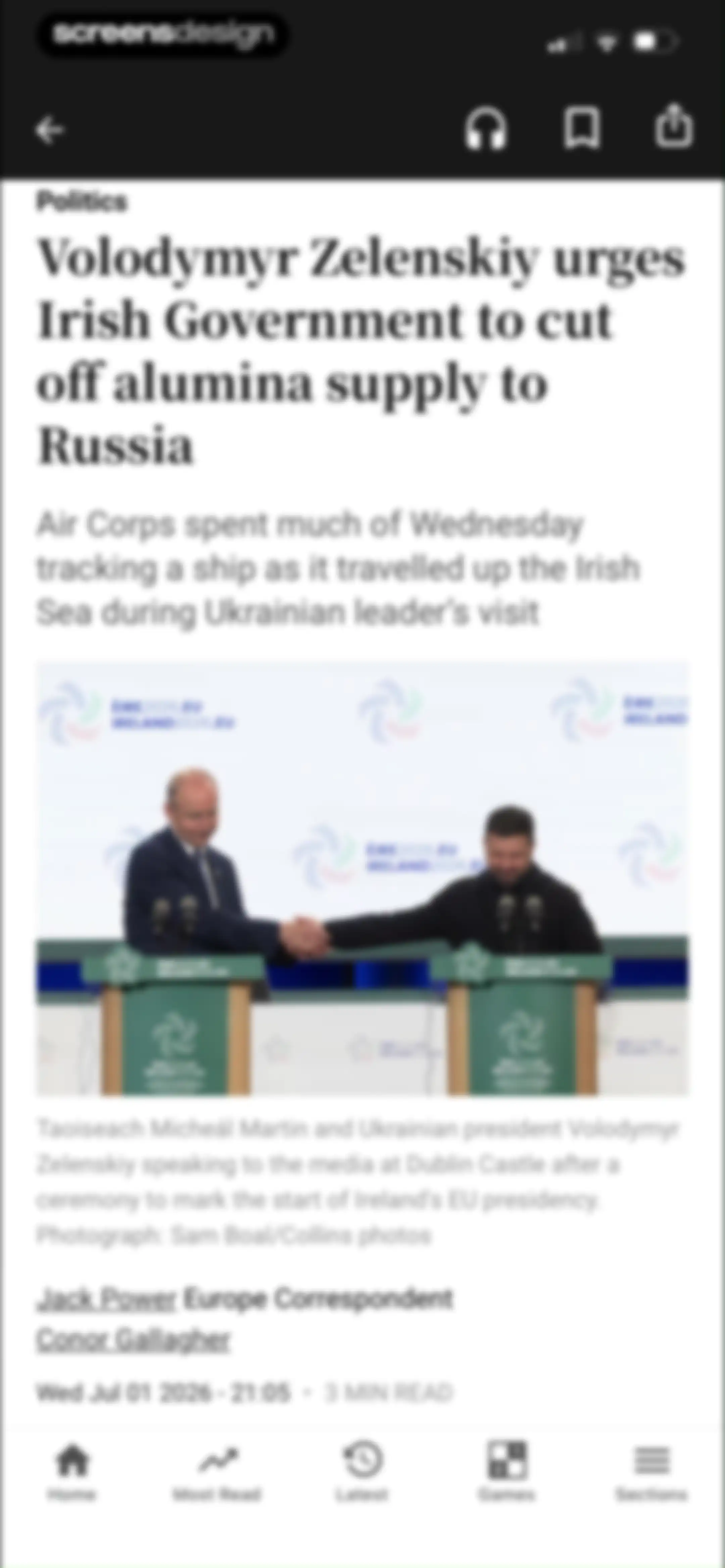 The Irish Times screen 20