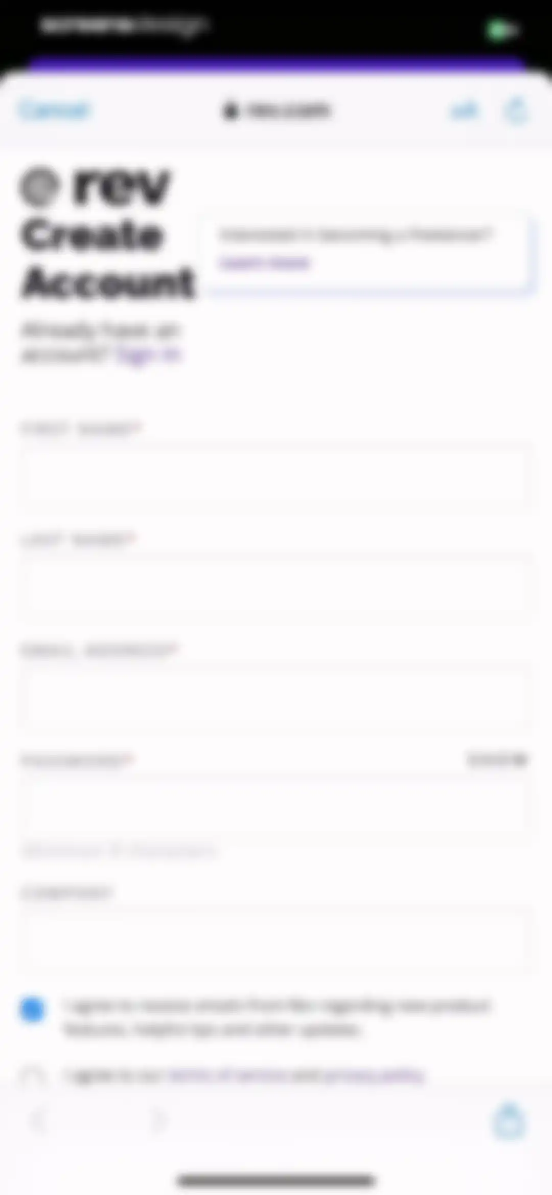 Rev: Record & Transcribe screen 2