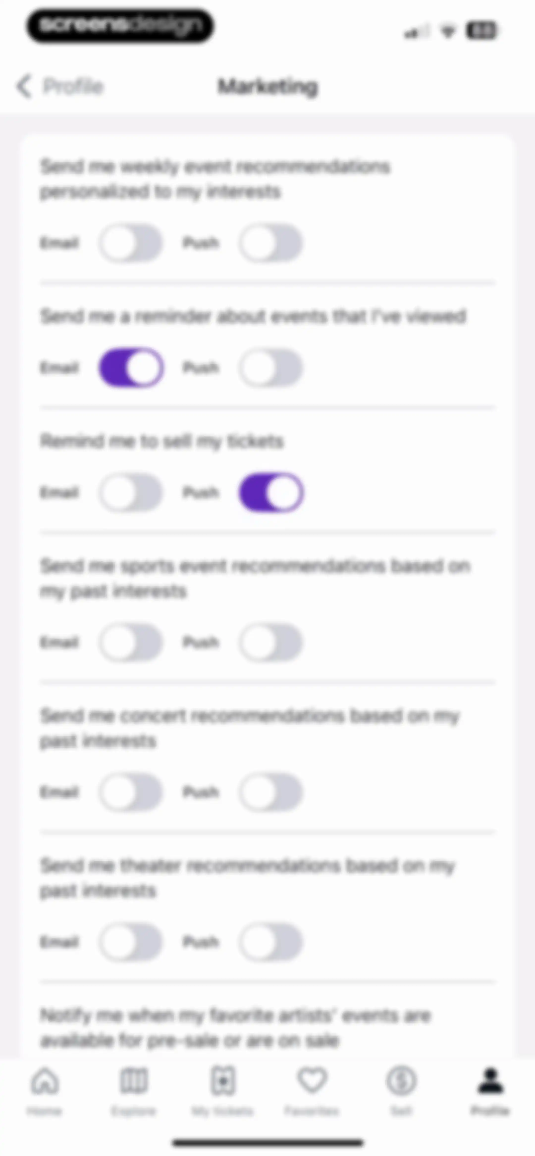 StubHub: Event Tickets screen 109